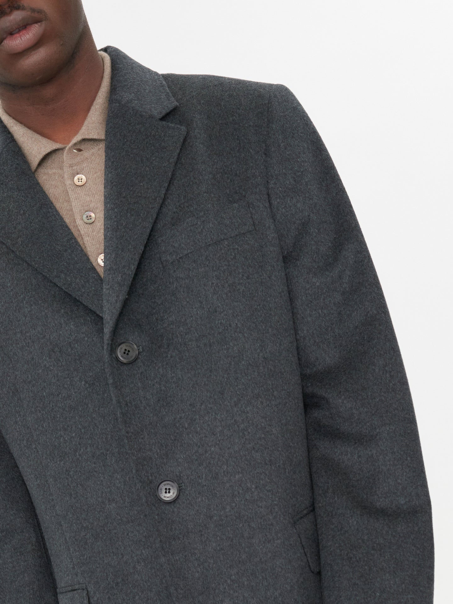 Men's Cashmere Classic Single Breasted Coat Charcoal - Gobi Cashmere