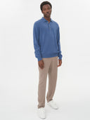 Men's Cashmere Polo Sweater Bijou Blue - Gobi Cashmere #color_bijou-blue