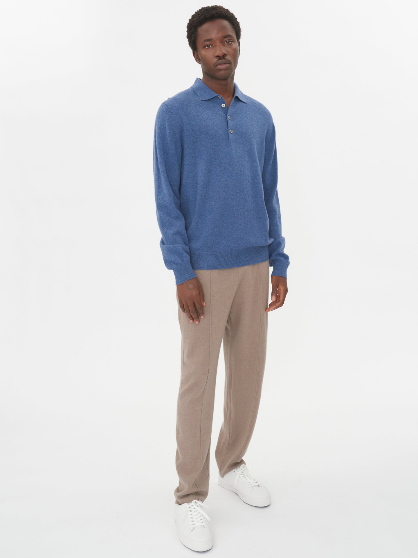 Men's Cashmere Polo Sweater Bijou Blue - Gobi Cashmere