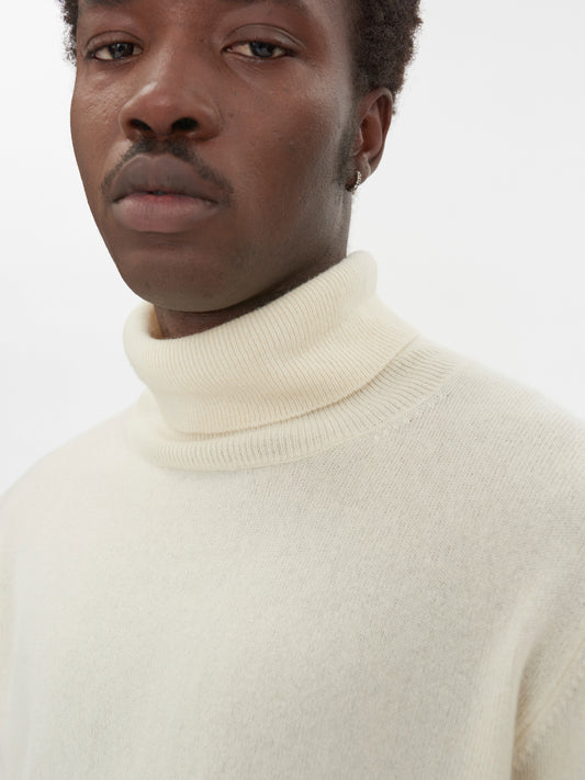 Men's Cashmere Basic Turtle Neck Sweater Marshmallow - Gobi Cashmere