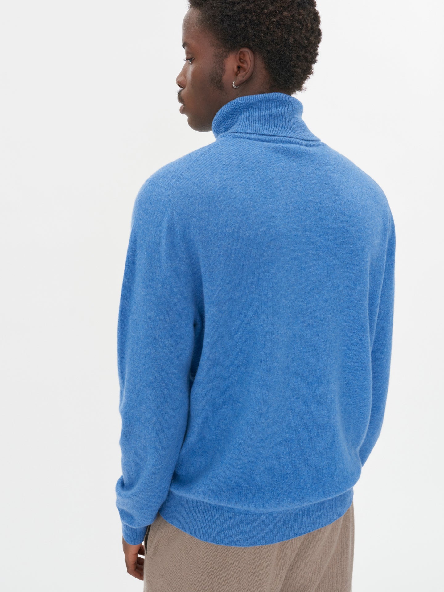 Men's Cashmere Basic Turtleneck Blue- Gobi Cashmere