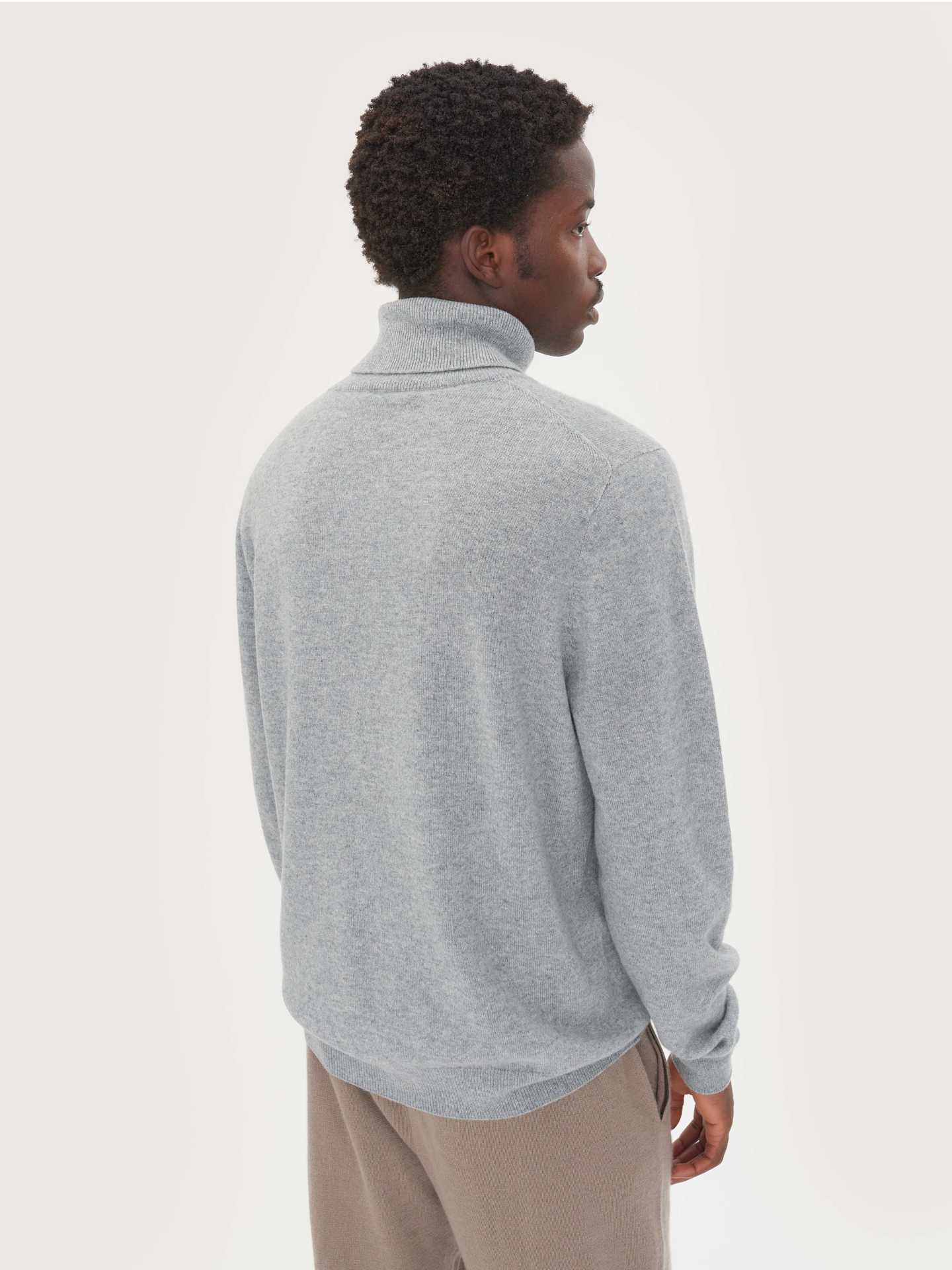Men's Cashmere Basic Turtle Neck Sweater Gray - Gobi Cashmere