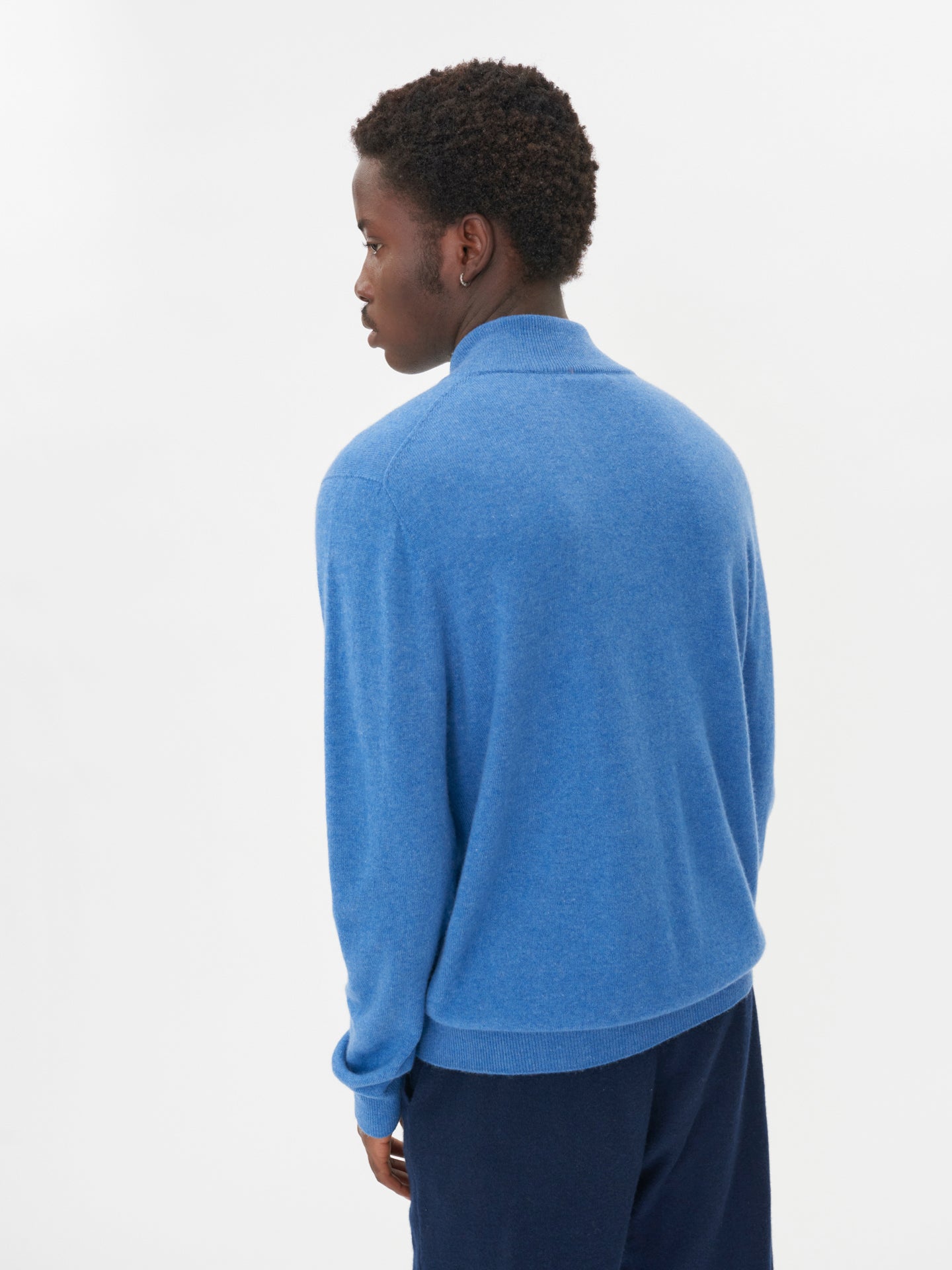 Men's Cashmere Full-Zip Cardigan Blue - Gobi Cashmere