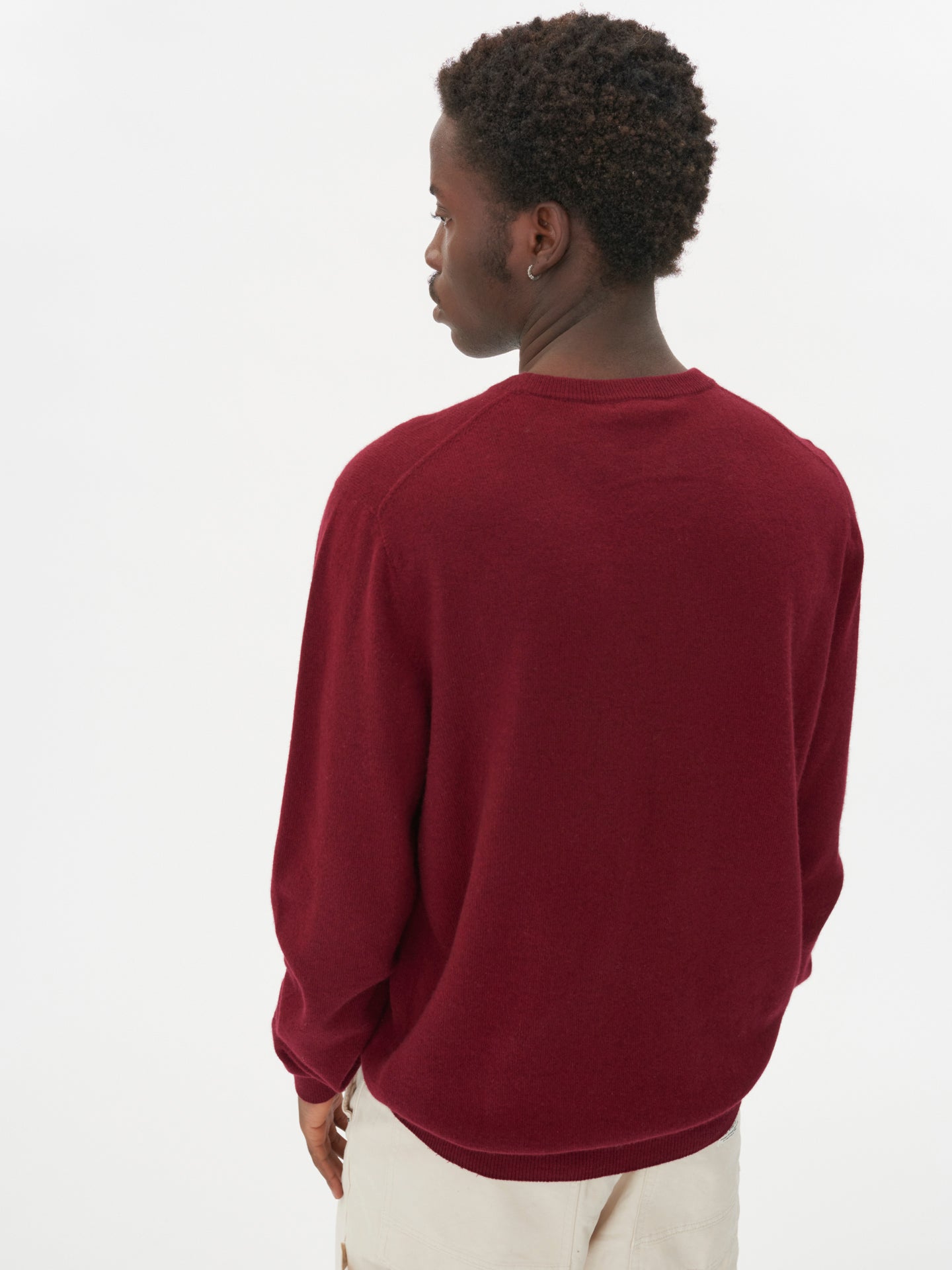 Men's Cashmere Basic Crew Neck Sweater Bordeaux - Gobi Cashmere