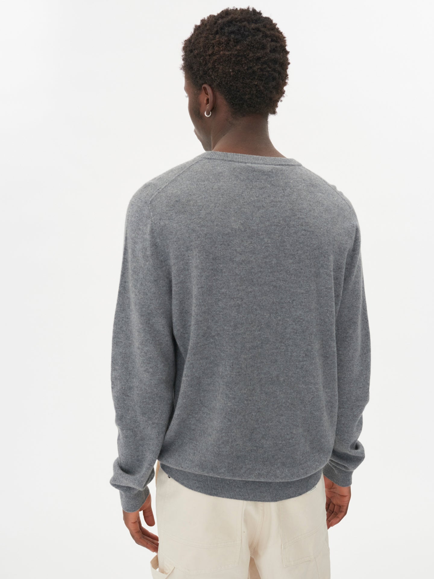 Men's Cashmere Basic Crew Neck Sweater Dim Gray - Gobi Cashmere