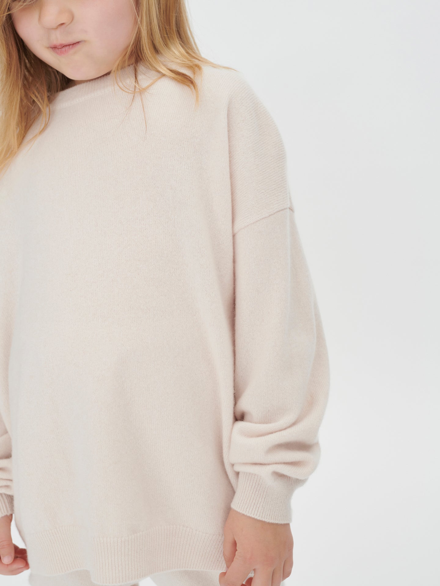 Kids Cashmere Crew Neck Sweater Bridal Blush - Gobi Cashmere