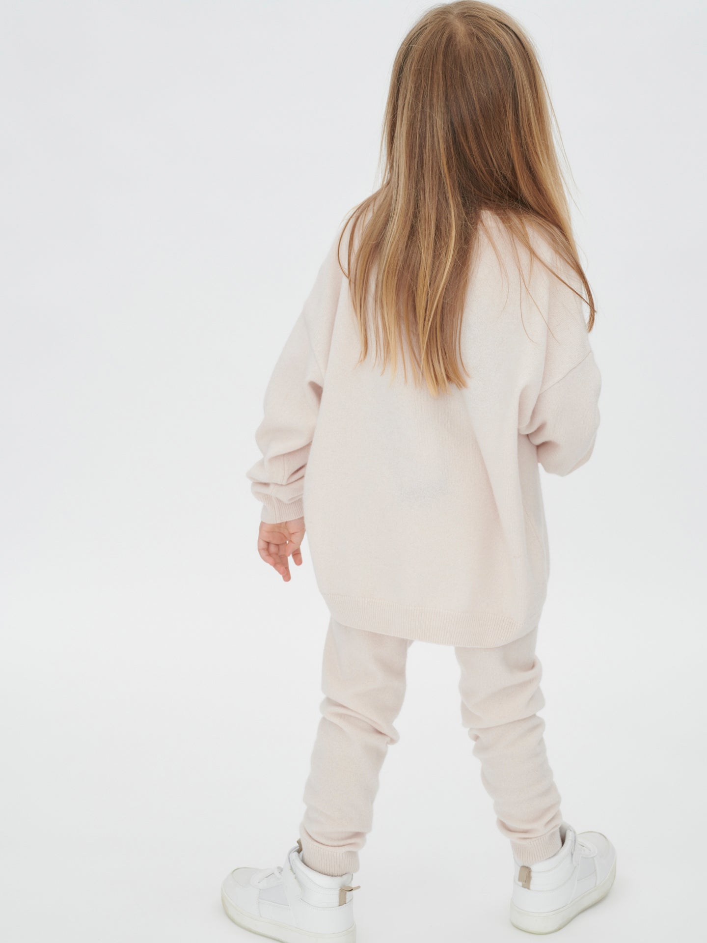 Kids Cashmere Crew Neck Sweater Bridal Blush - Gobi Cashmere