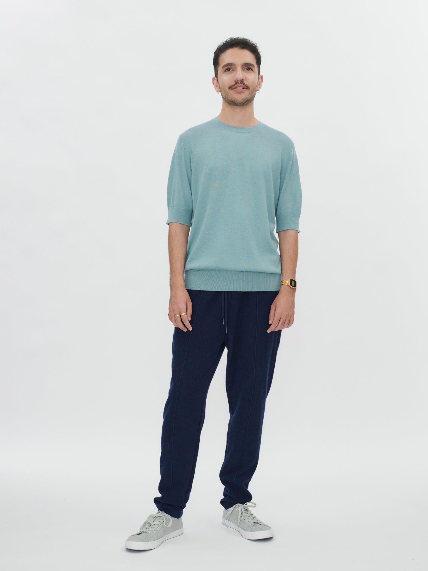 Men's Silk Cashmere T-Shirt Abyss - Gobi Cashmere