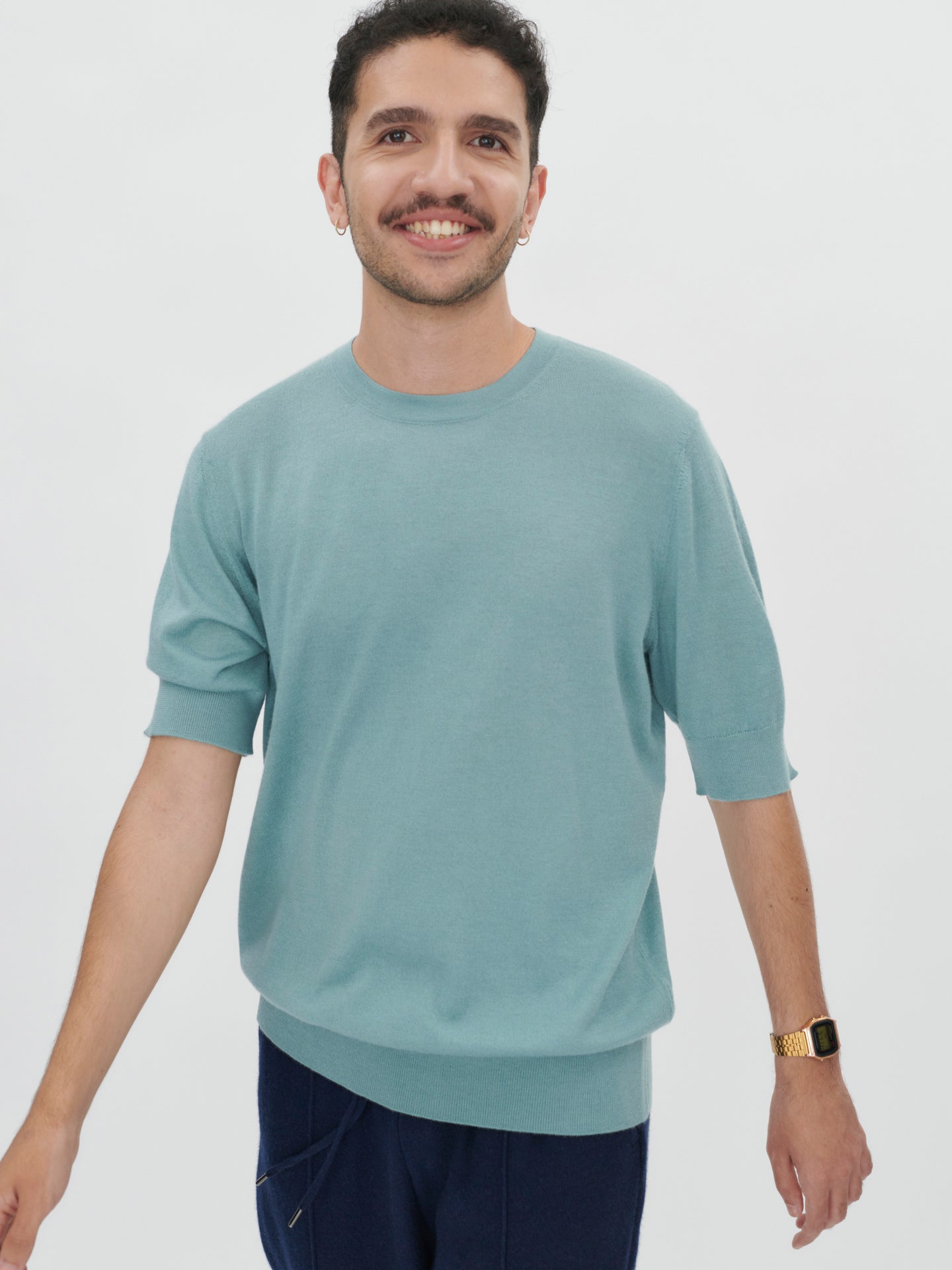 Men's Silk Cashmere T-Shirt Abyss - Gobi Cashmere