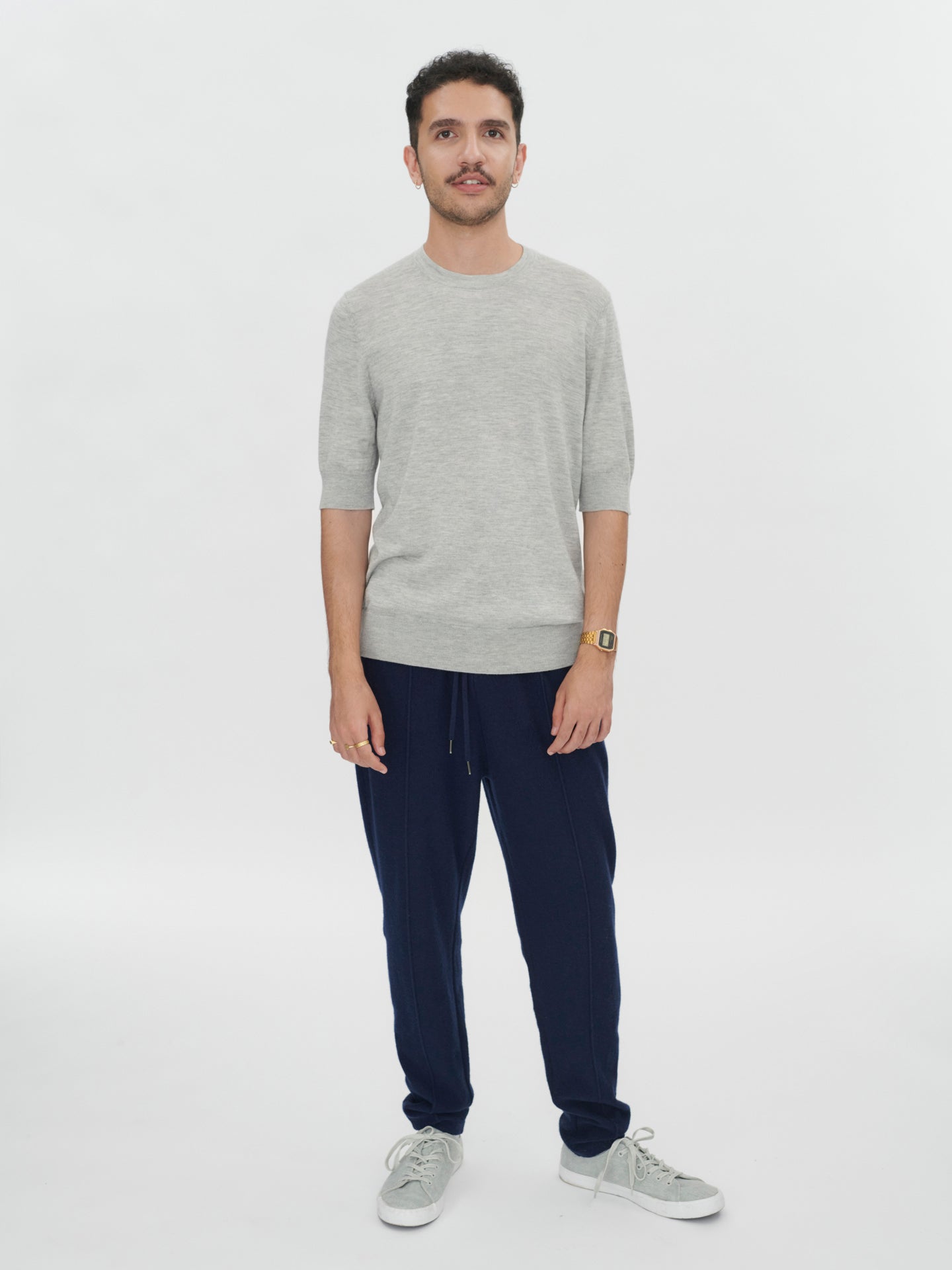Men's Silk Cashmere T-Shirt Vapor Blue - Gobi Cashmere