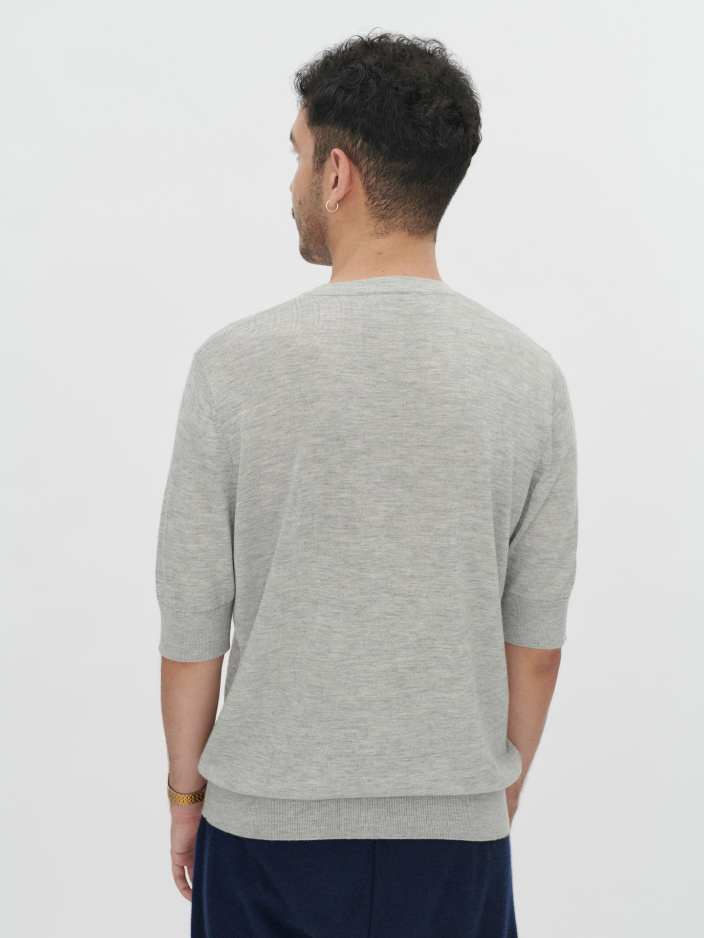 Men's Silk Cashmere T-Shirt Vapor Blue - Gobi Cashmere
