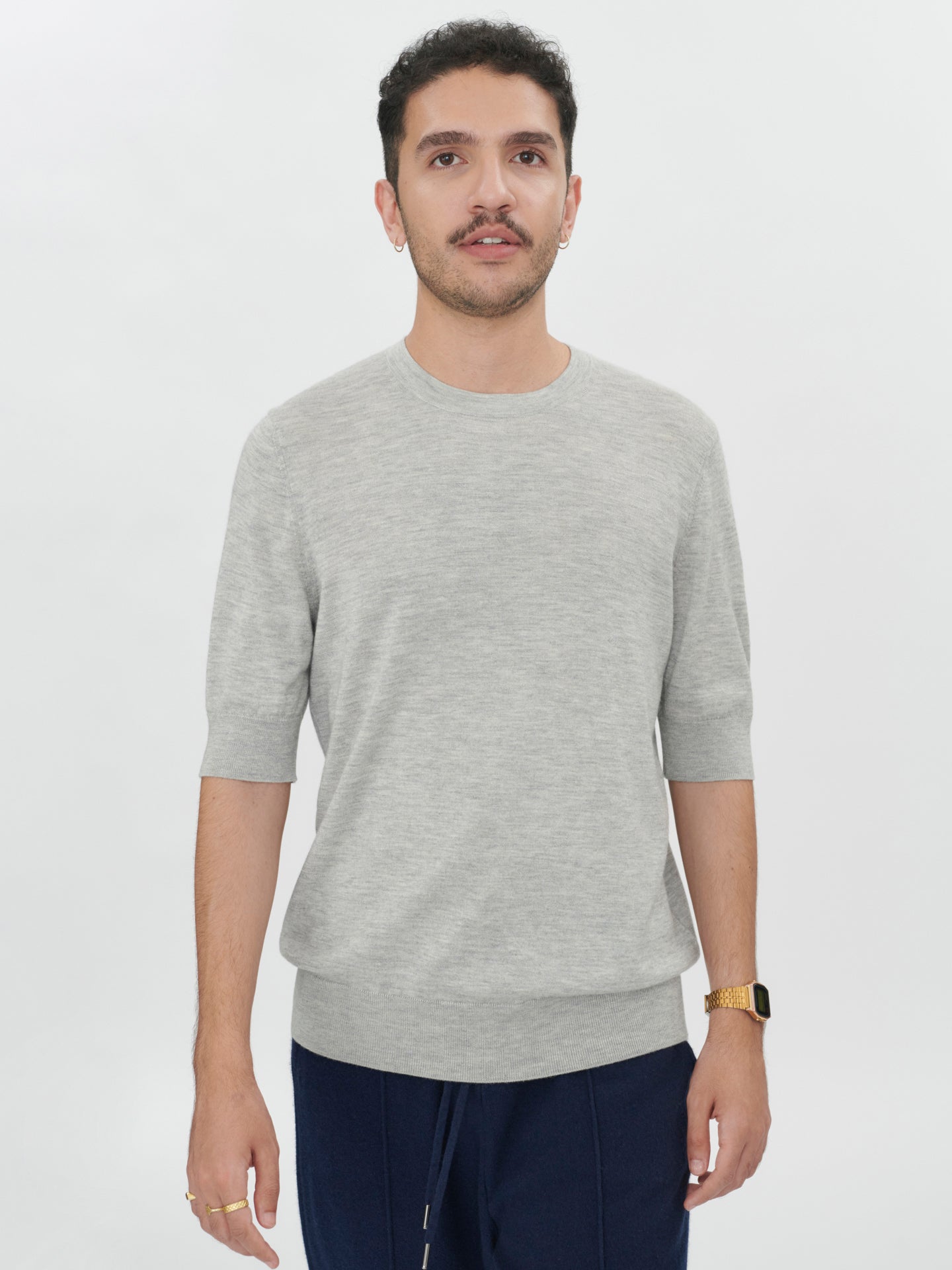 Men's Silk Cashmere T-Shirt Vapor Blue - Gobi Cashmere