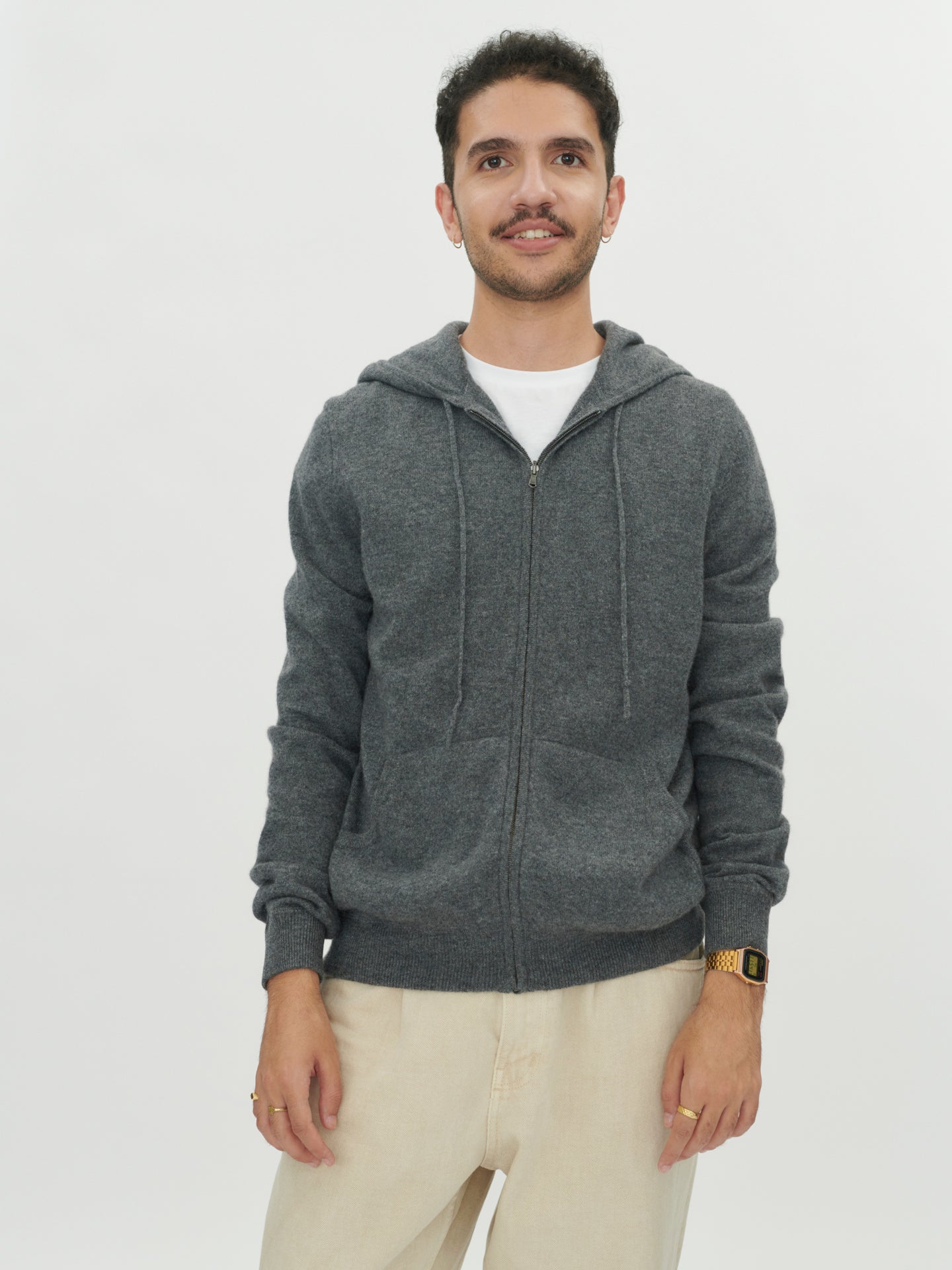 Men's Cashmere Zip Hoodie Plum Kitten - Gobi Cashmere
