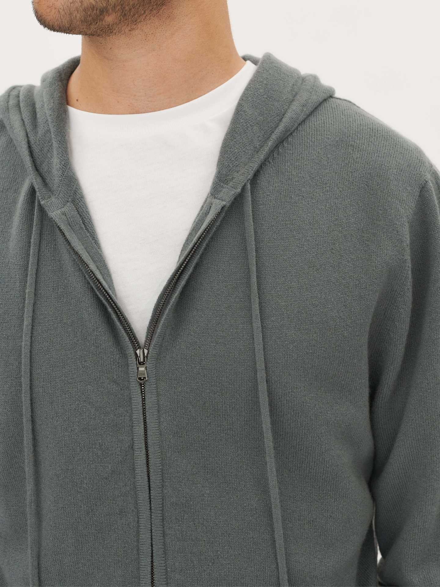 Men's Cashmere Basic Slim Fit Zip Hoodie Neutral Gray - Gobi Cashmere