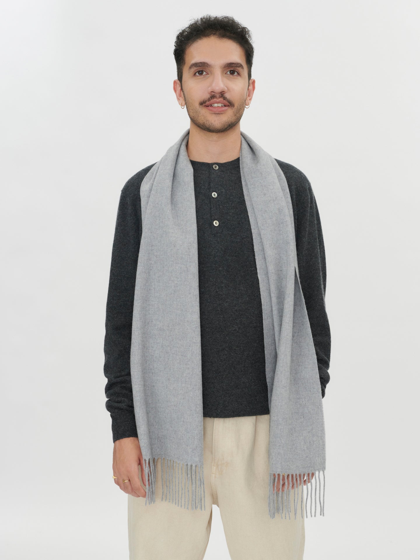 Unisex Cashmere Fringe Scarf Vapor Blue - Gobi Cashmere