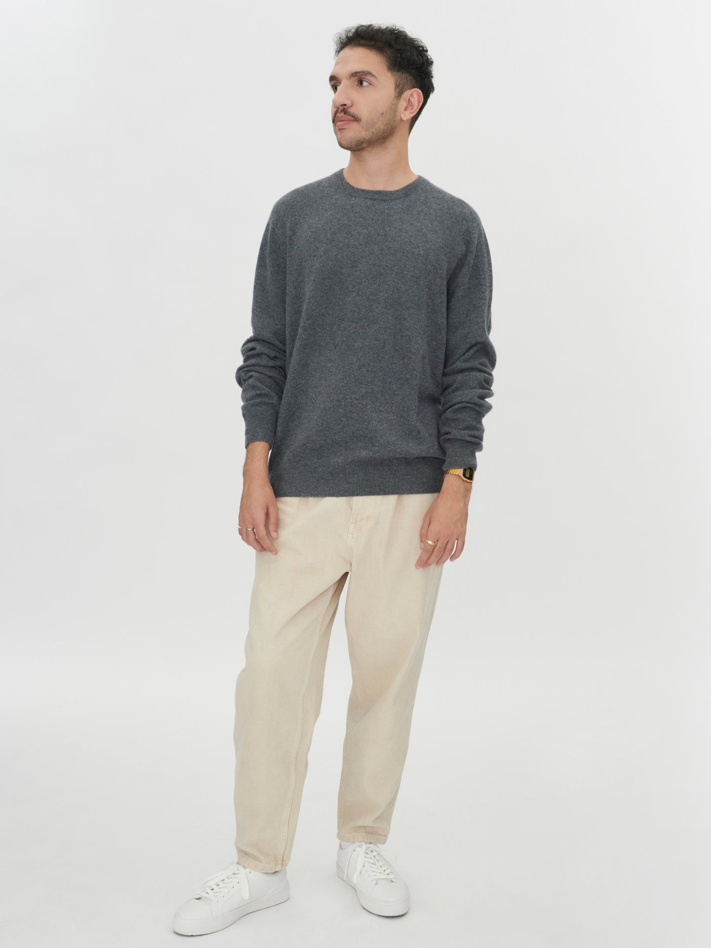Men's Cashmere Basic Crew Neck Sweater Plum Kitten - Gobi Cashmere