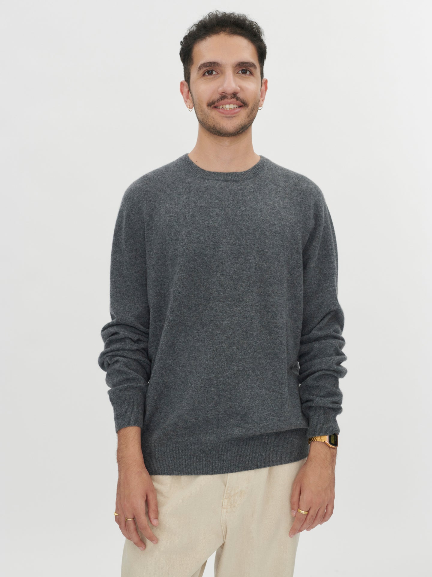 Men's Cashmere Basic Crew Neck Sweater Plum Kitten - Gobi Cashmere