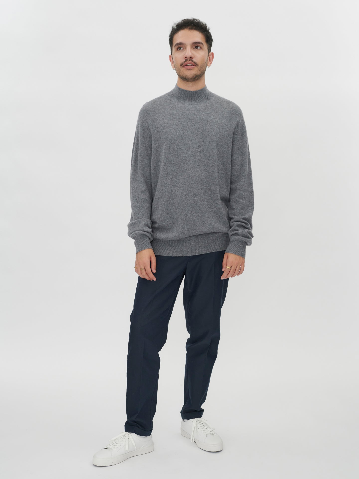 Men's Cashmere Mock Neck Sweater Dim Gray - Gobi Cashmere