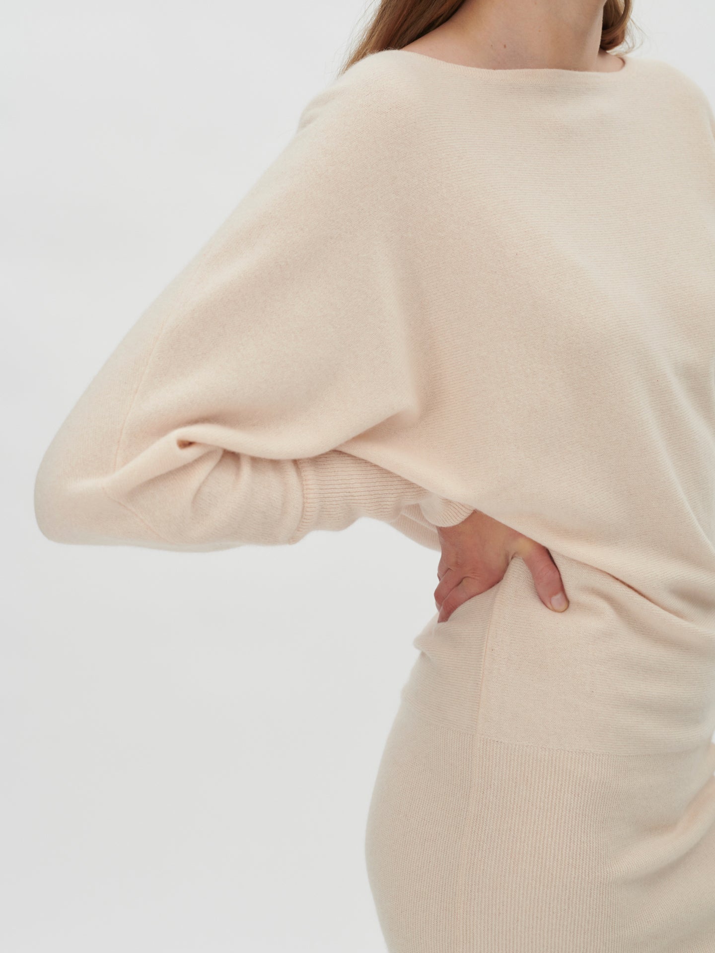 Women's Cashmere Long Sleeve Mini Knit Dress Crème Brulee - Gobi Cashmere