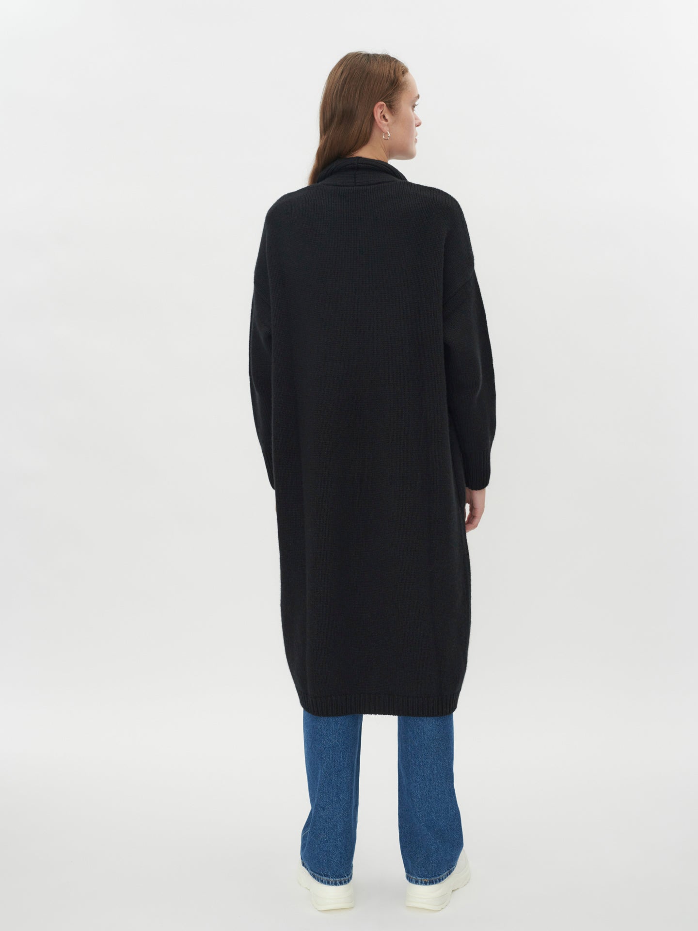 Women's Cashmere Chunky Long Cardigan Black - Gobi Cashmere