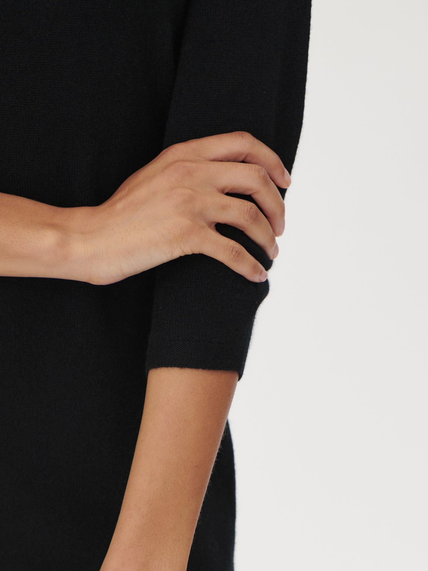 Women's Cashmere Boat Neck Dress Black - Gobi Cashmere