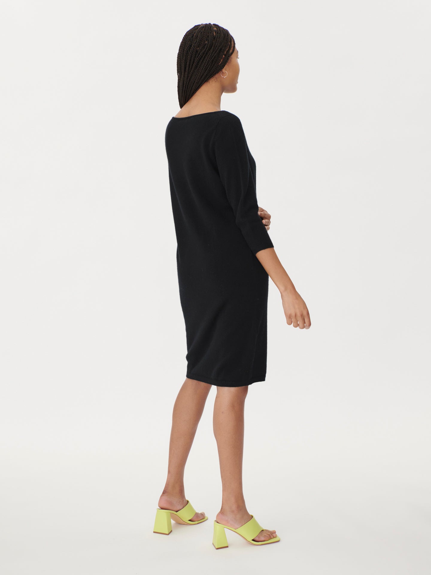 Women's Cashmere Boat Neck Dress Black - Gobi Cashmere
