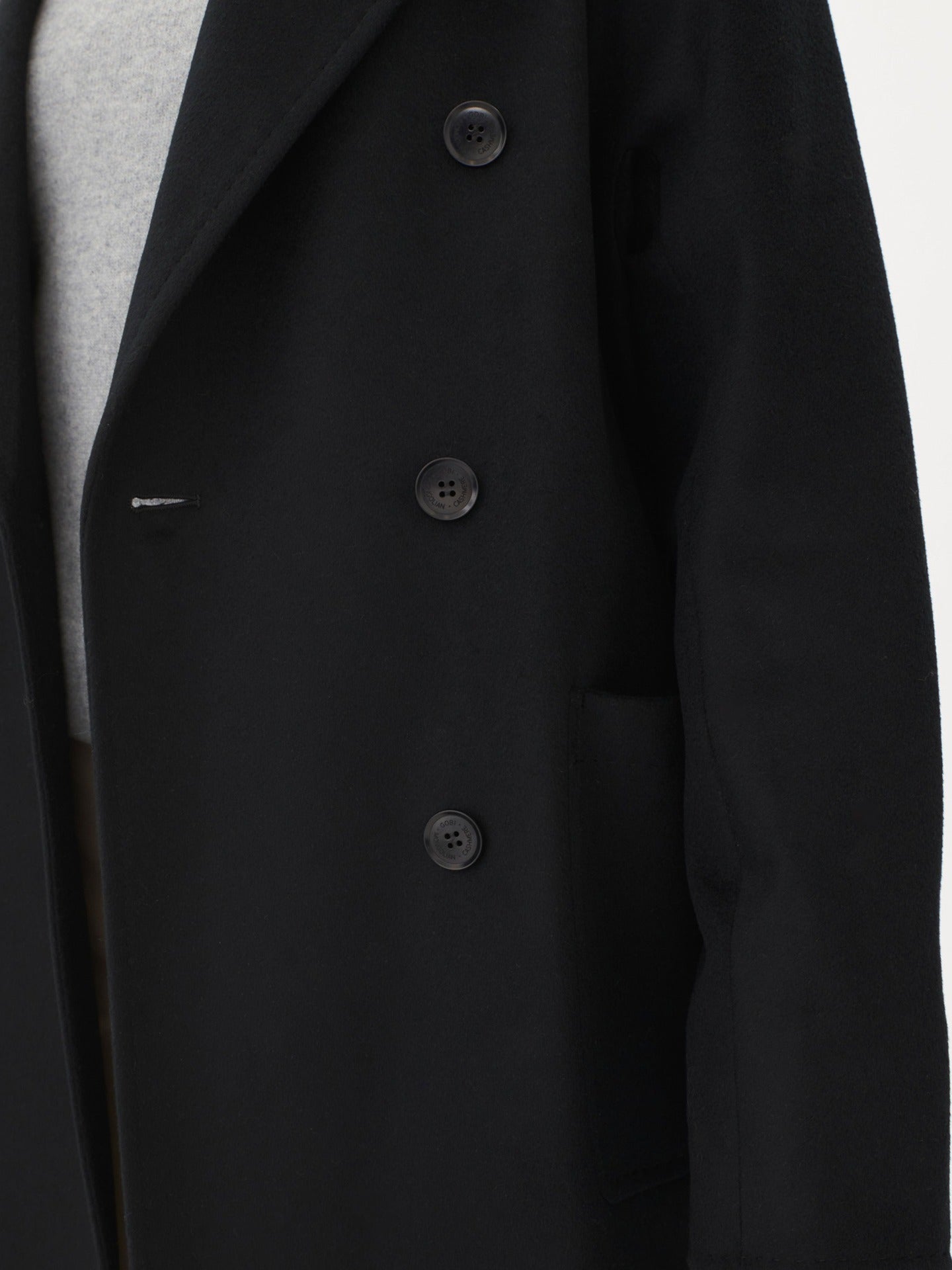 Women's Cashmere Double-Breasted Long Coat Black -  Gobi Cashmere