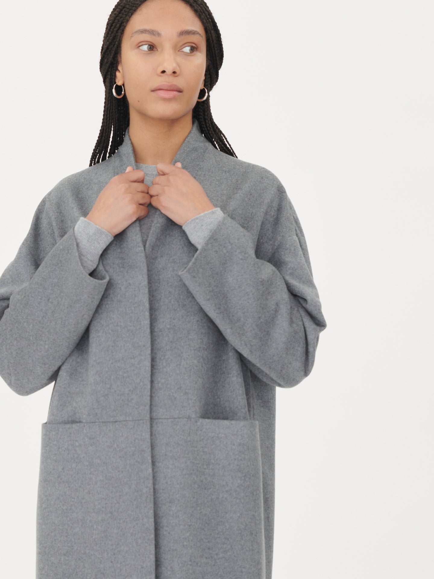 Women's Cashmere Stand Collar Coat Stone Gray - Gobi Cashmere