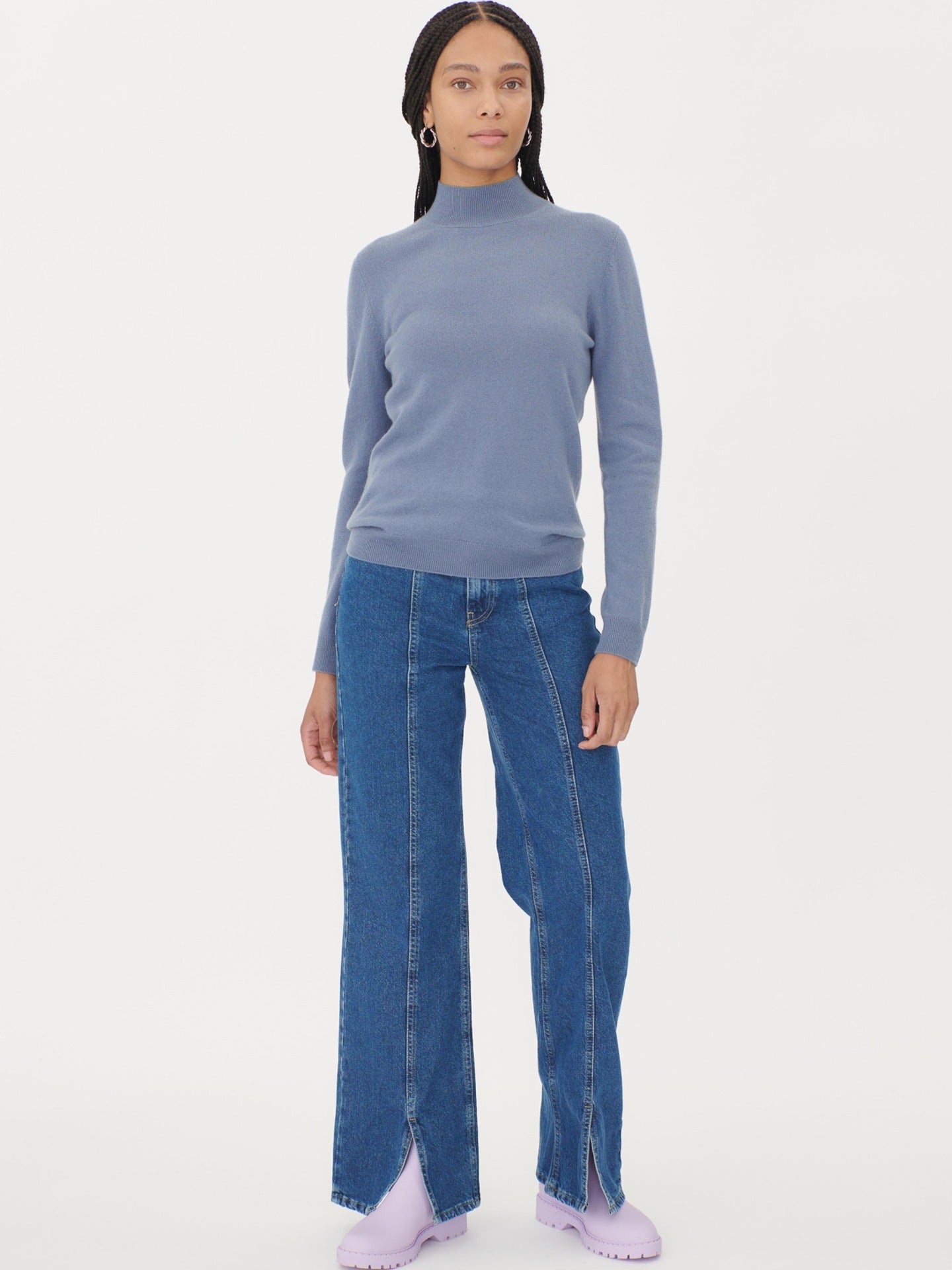 Women's Cashmere Stand-Up Collar Sweater Purple Impression - Gobi Cashmere