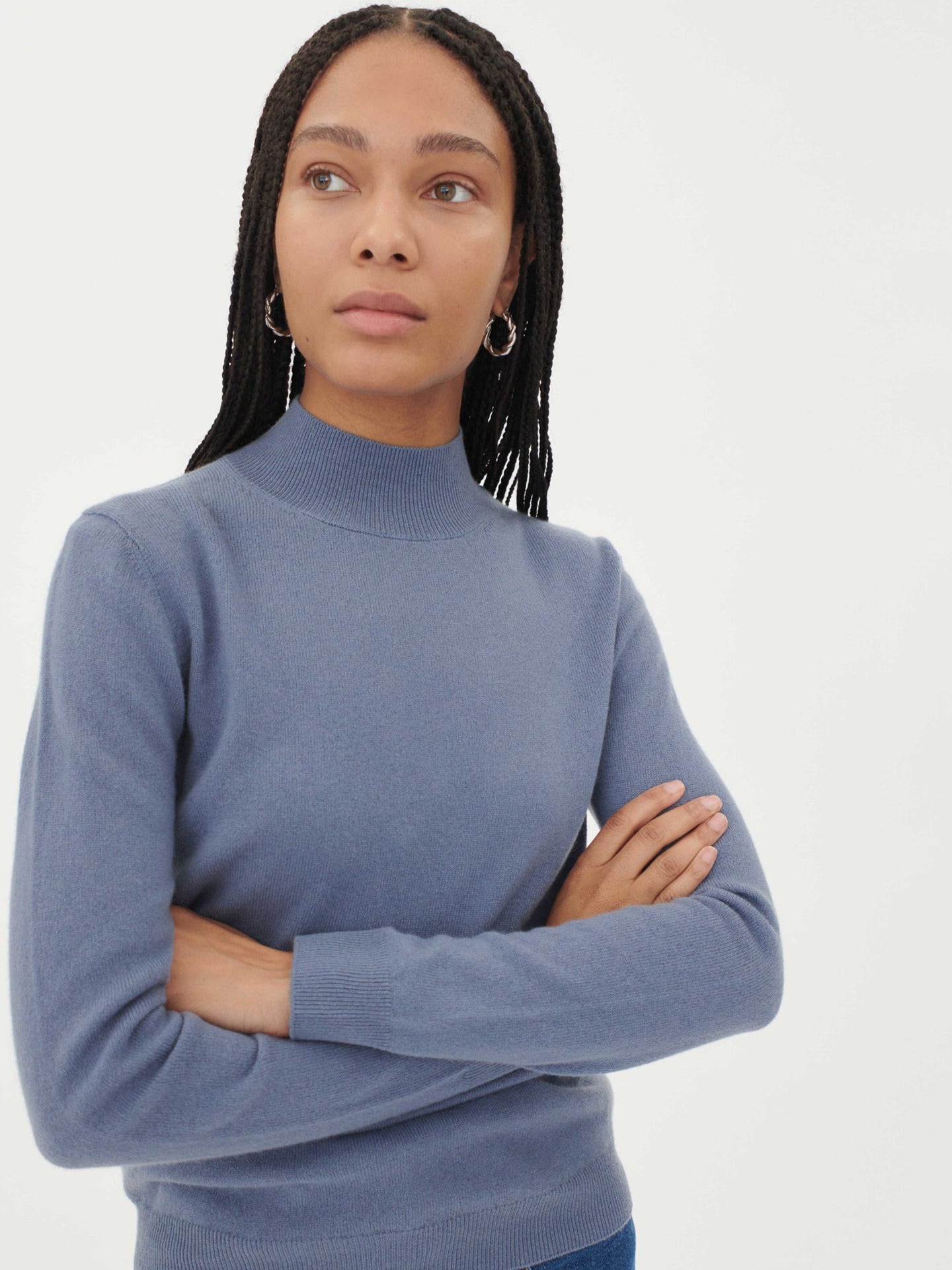 Women's Cashmere Stand-Up Collar Sweater Purple Impression - Gobi Cashmere