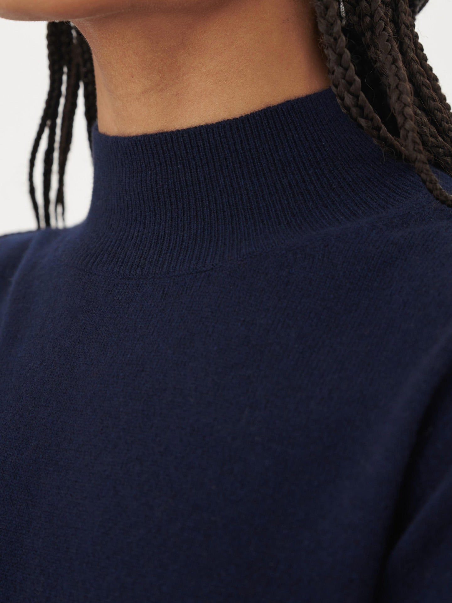 Women's Cashmere Mock Neck Sweater Navy - Gobi Cashmere