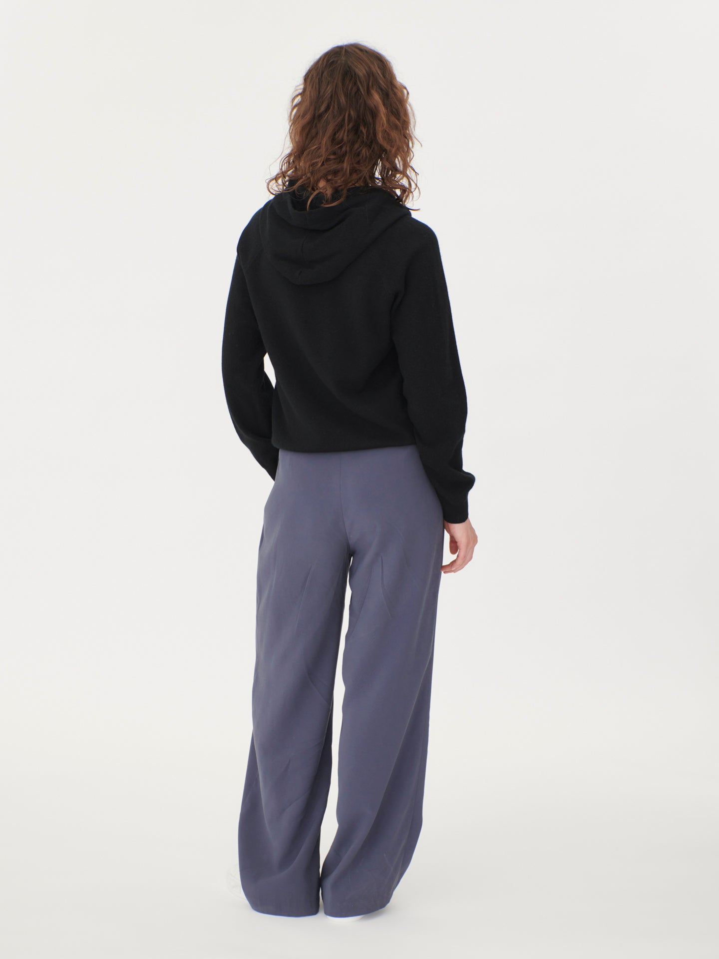 Women's Cashmere Basic Hoodie Black - Gobi Cashmere