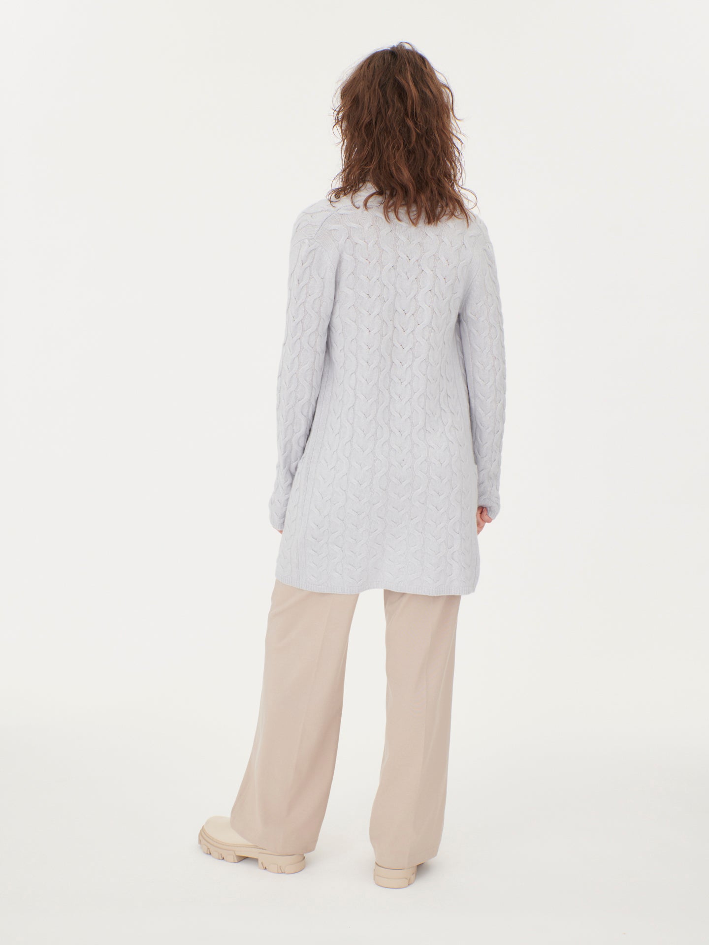 Women's Cashmere Cable Cardigan Arctic Ice - Gobi Cashmere