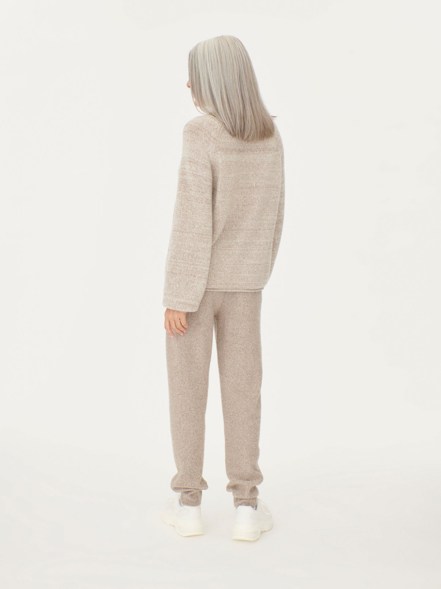 Women's Cashmere Mouline Sweater Taupe - Gobi Cashmere