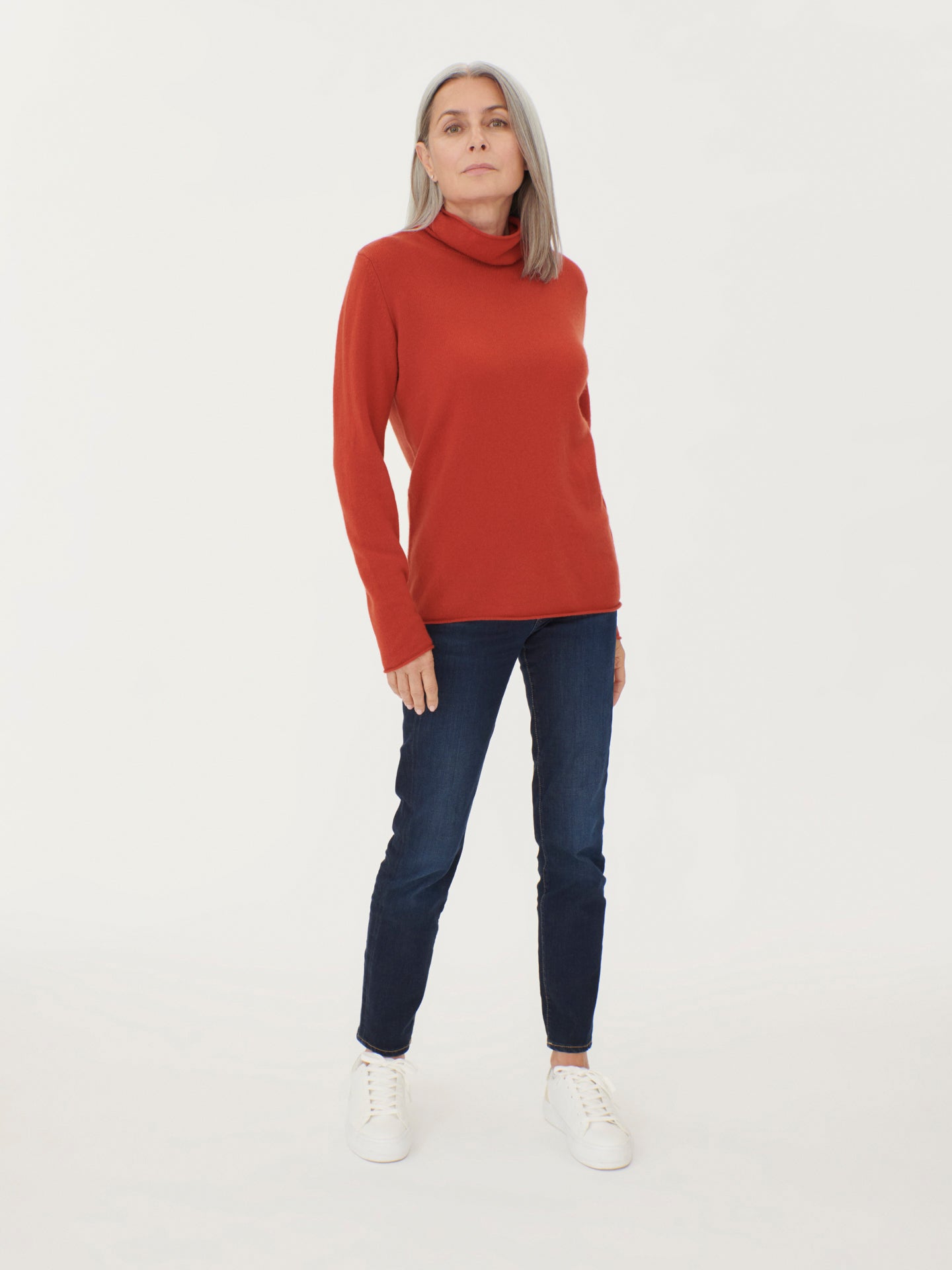 Women's Cashmere Lightweight Turtleneck Red Clay - Gobi Cashmere