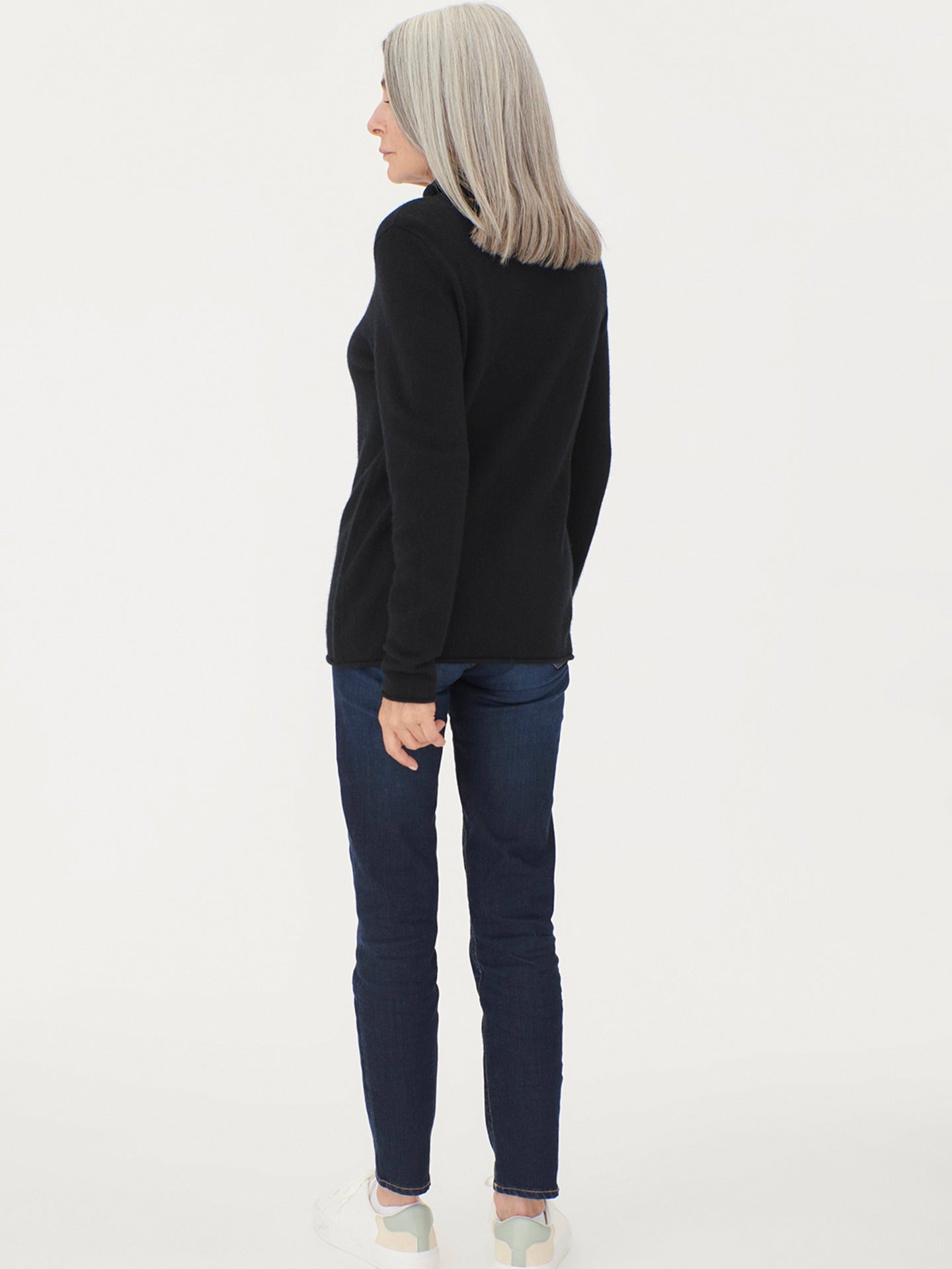 Women's Cashmere Lightweight Turtleneck Black - Gobi Cashmere