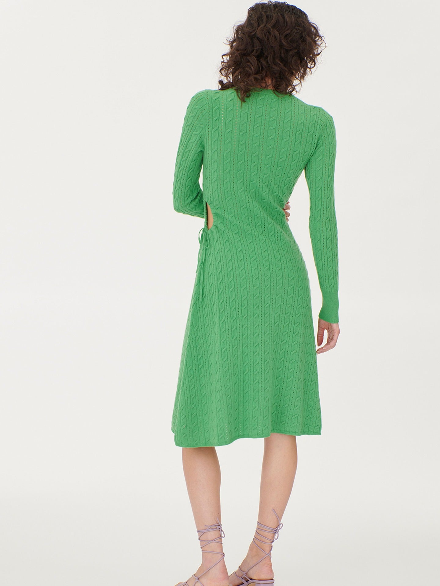 Women's Cashmere Side Cutout A-Line Dress Classic Green - Gobi Cashmere