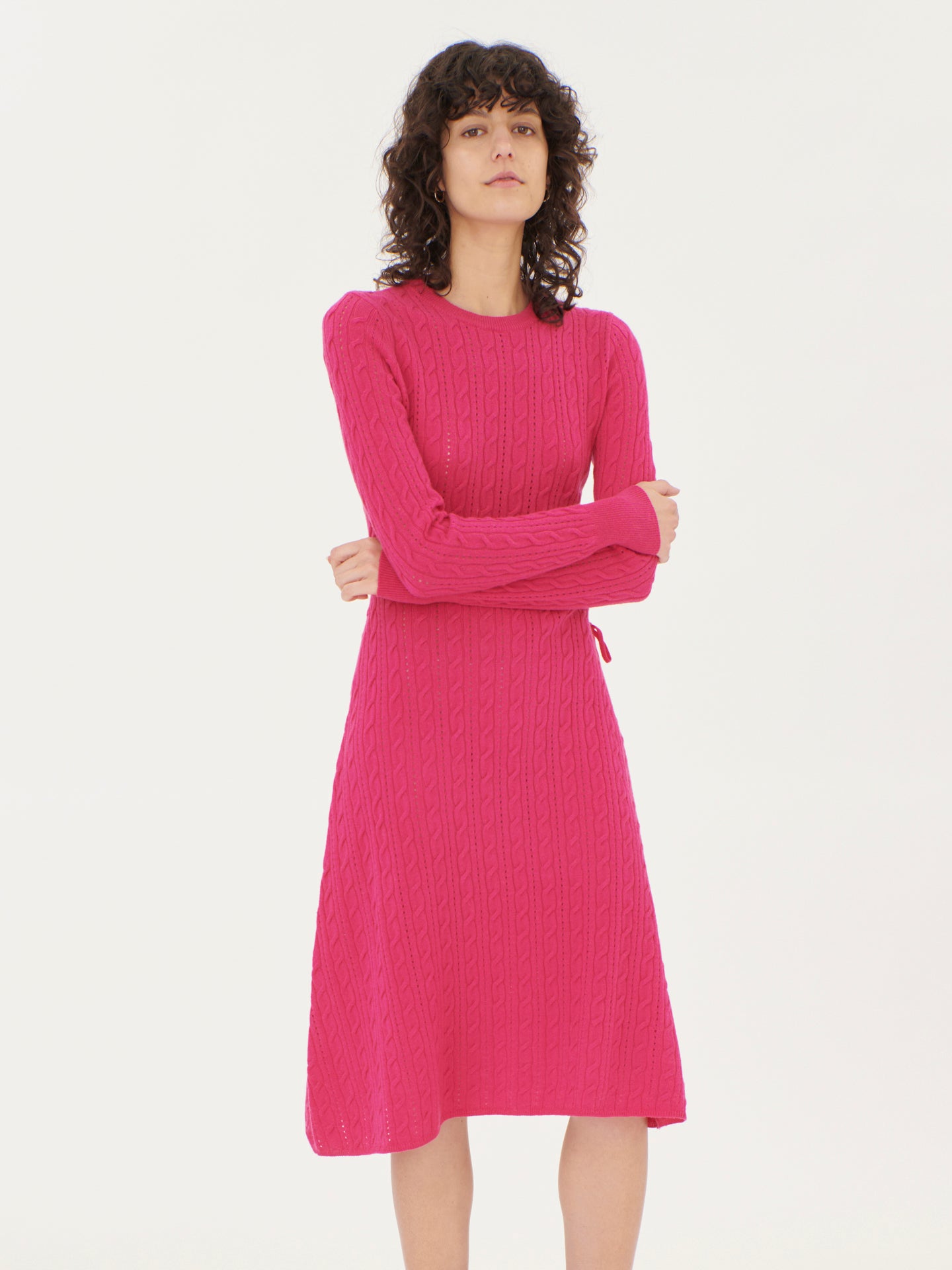 Women's Cashmere Side Cutout A-Line Dress Beetroot Purple - Gobi Cashmere