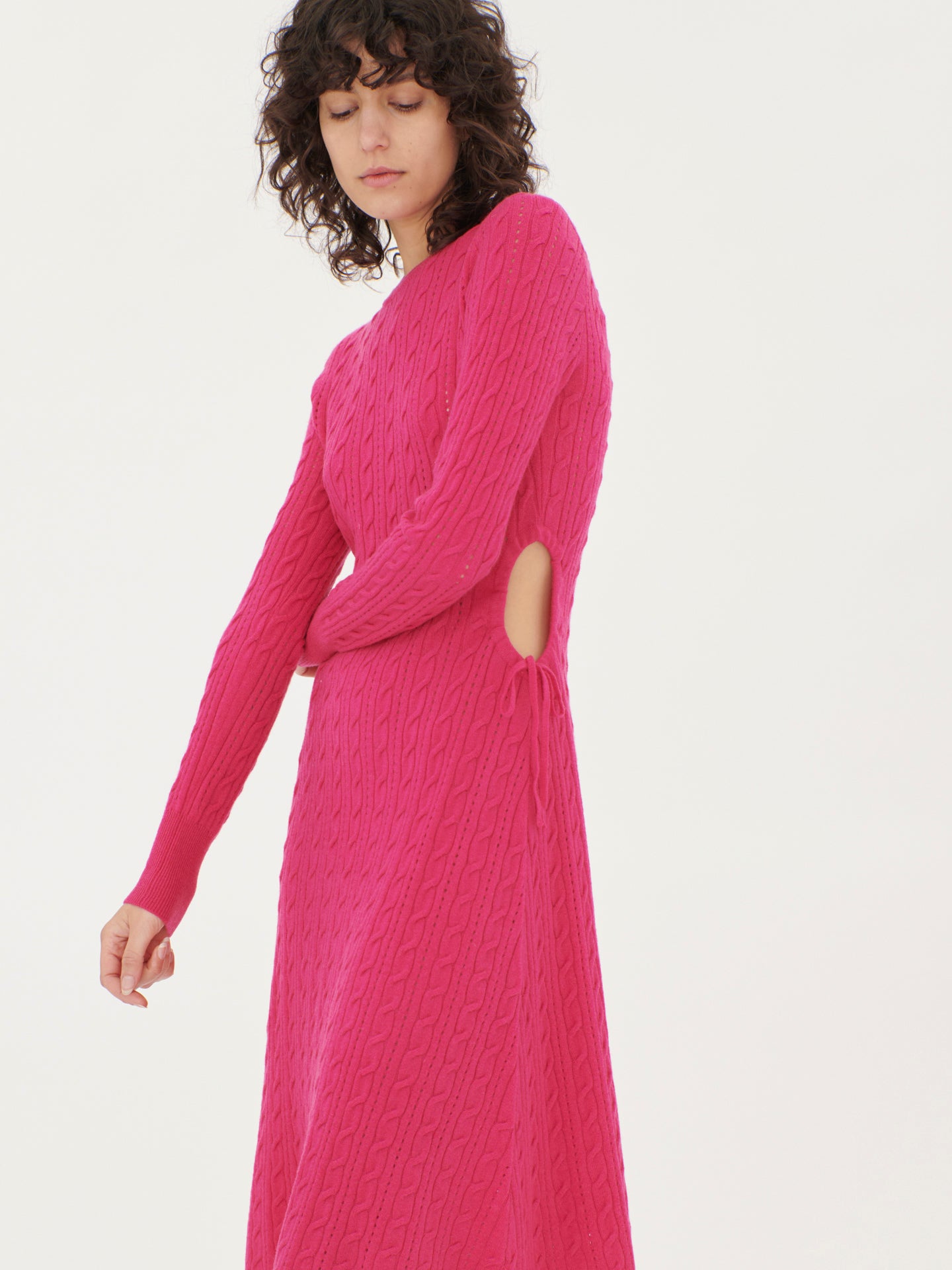 Women's Cashmere Side Cutout A-Line Dress Beetroot Purple - Gobi Cashmere