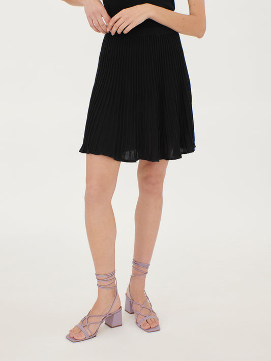 Women's Silk Cashmere Mini Skirt Black - Gobi Cashmere