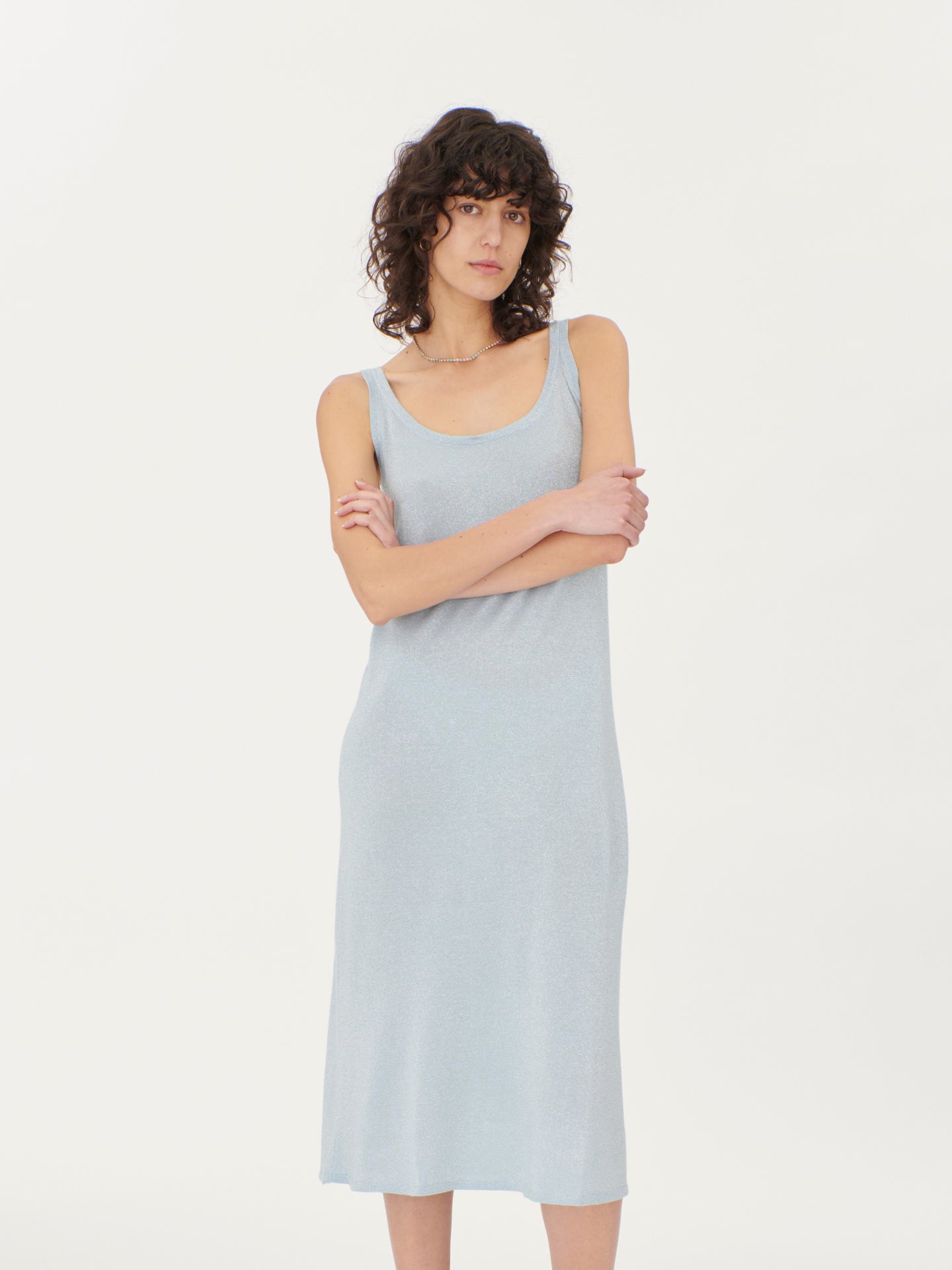 Women's Silk Cashmere Tank Dress Cerulean - Gobi Cashmere