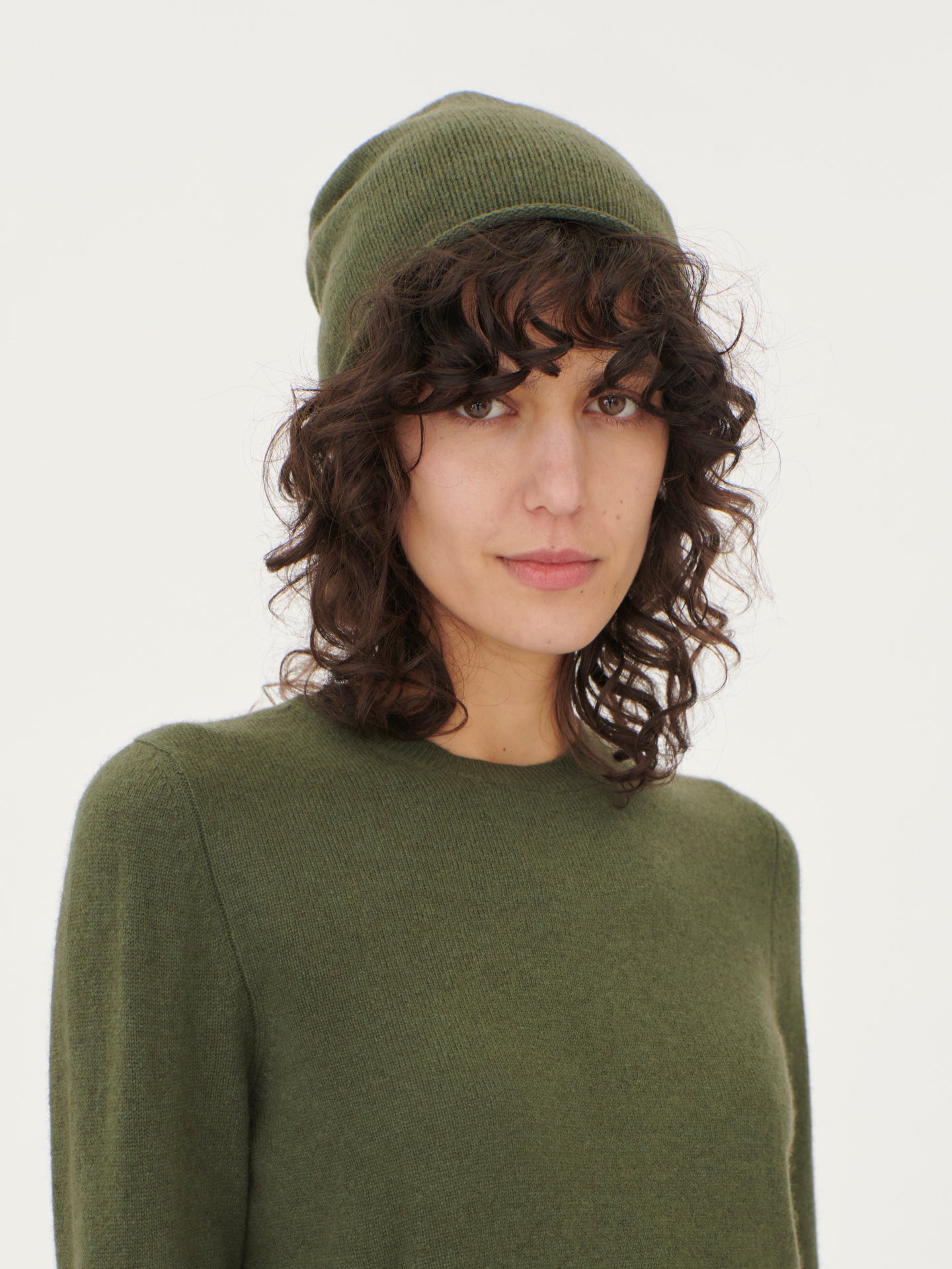 Women's Cashmere $99 Hat & Sweater Set Bronze Green - Gobi Cashmere 