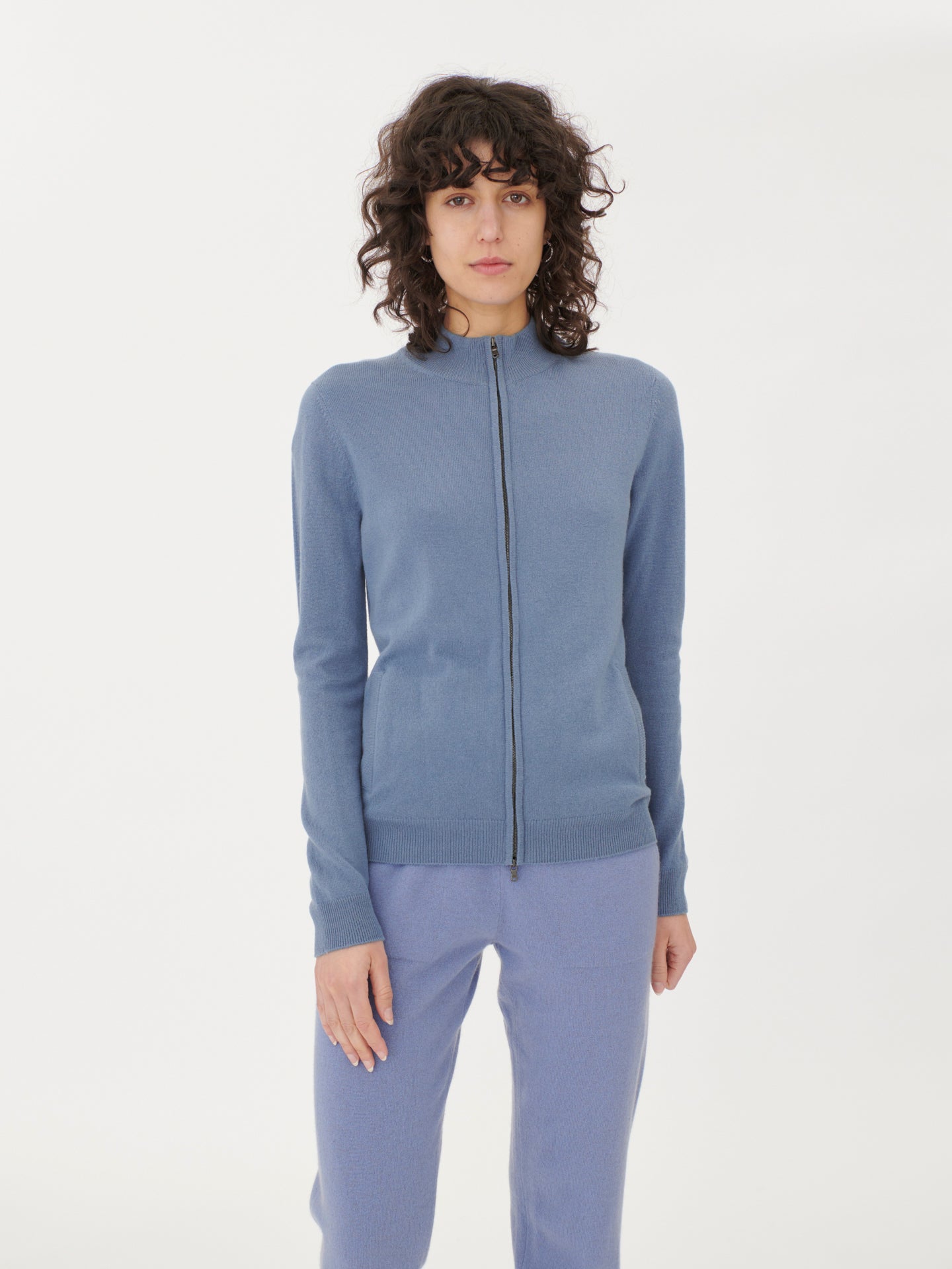 Women's Cashmere Zip Cardigan Navy - Gobi Cashmere – Gobi Cashmere USA