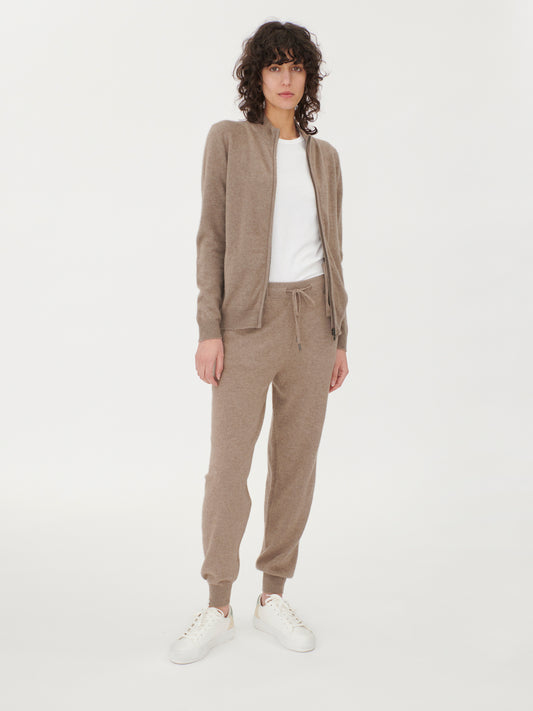 Women's Cashmere Cuffed Jogger Taupe- Gobi Cashmere