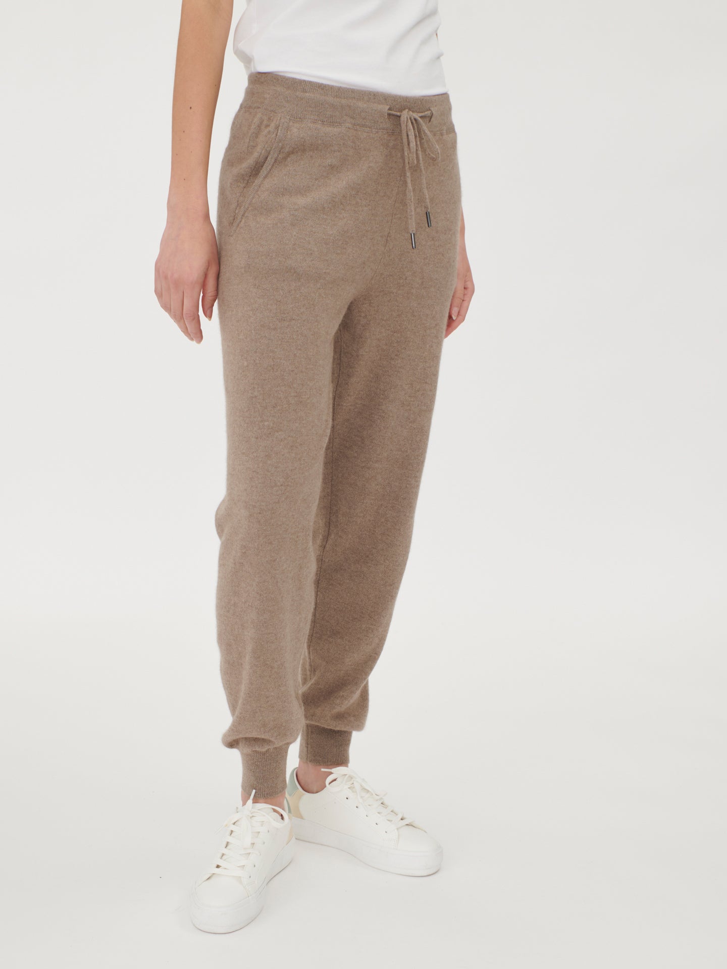 Women's Cashmere Cuffed Jogger Taupe- Gobi Cashmere