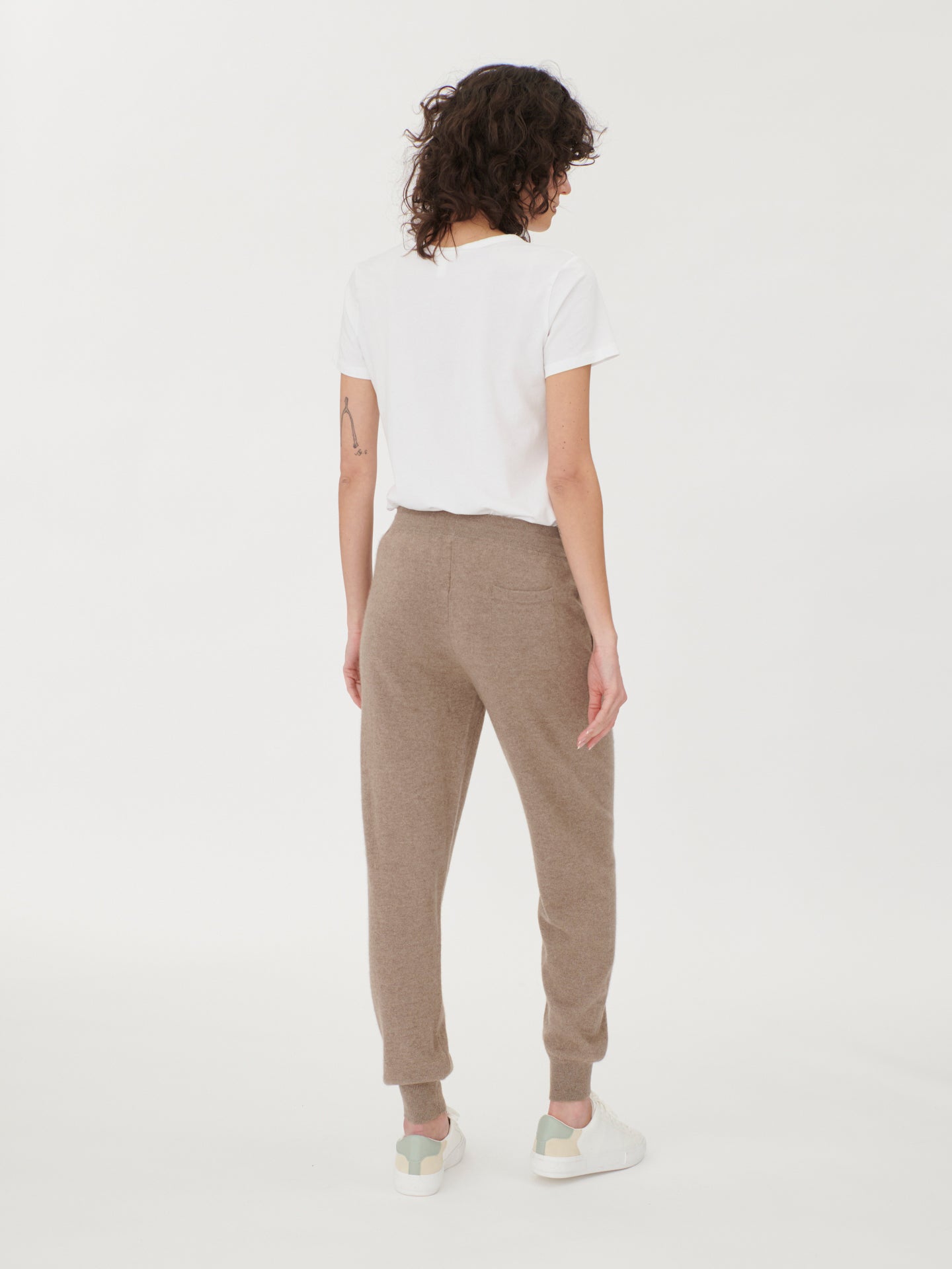 Women's Cashmere Cuffed Jogger Taupe- Gobi Cashmere