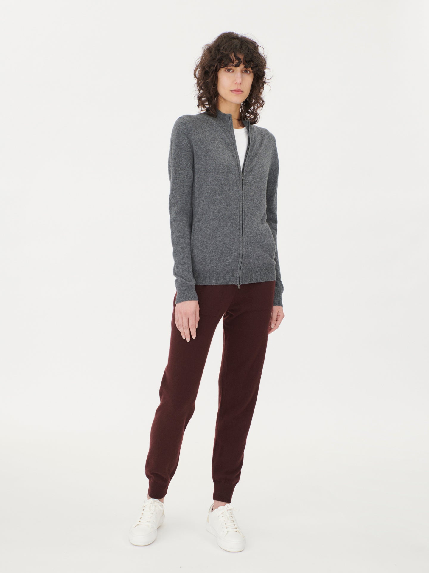 Women's Cashmere Zip Cardigan Plum Kitten - Gobi Cashmere