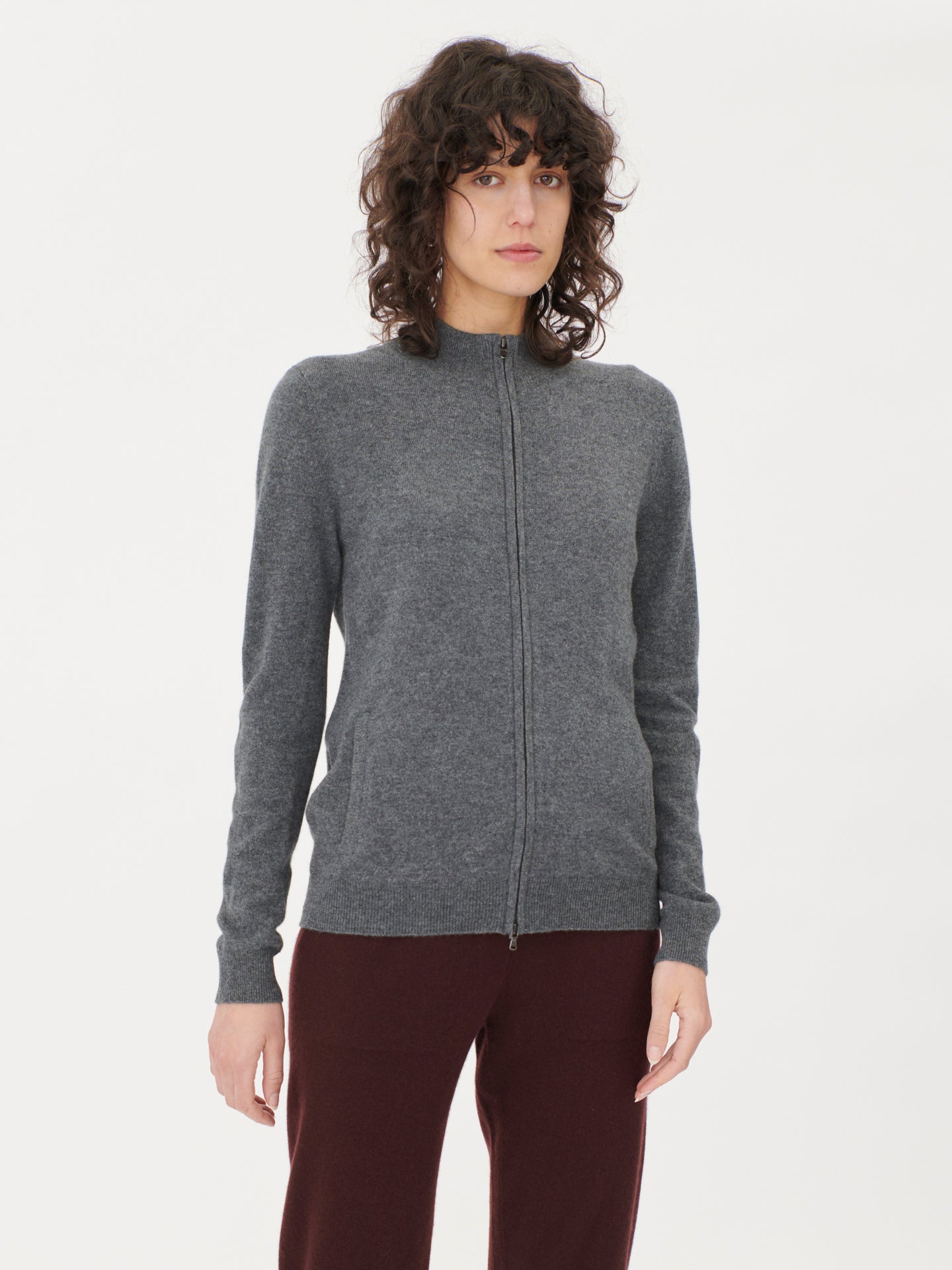 Women's Cashmere Zip Cardigan Plum Kitten - Gobi Cashmere