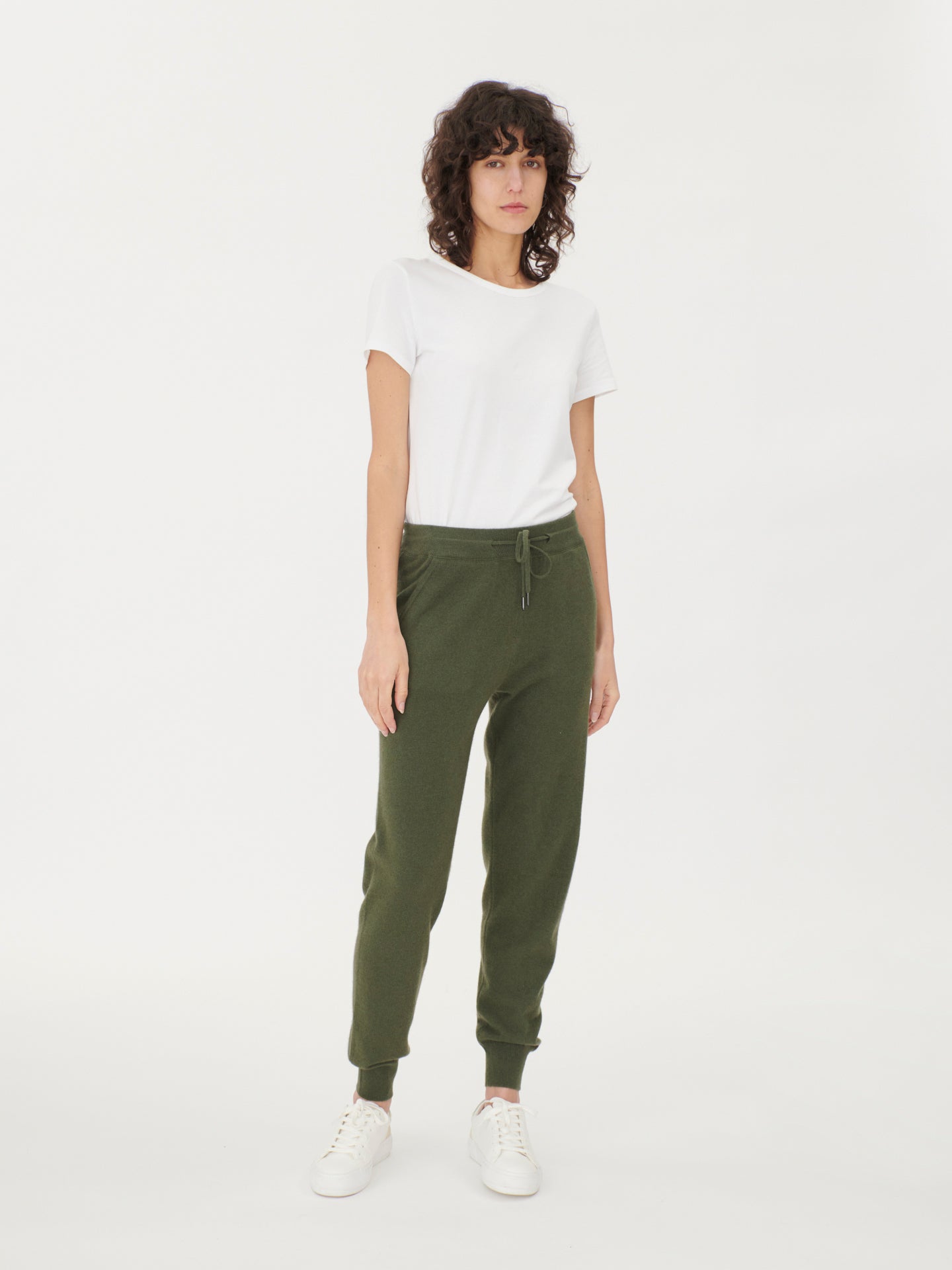 Women's Cashmere Cuffed Jogger Bronze Green - Gobi Cashmere