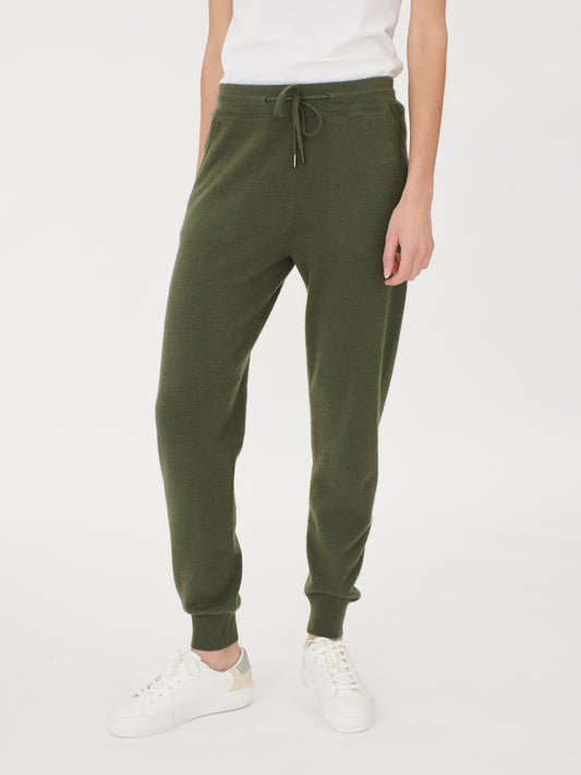 Women's Cashmere Cuffed Jogger Bronze Green - Gobi Cashmere